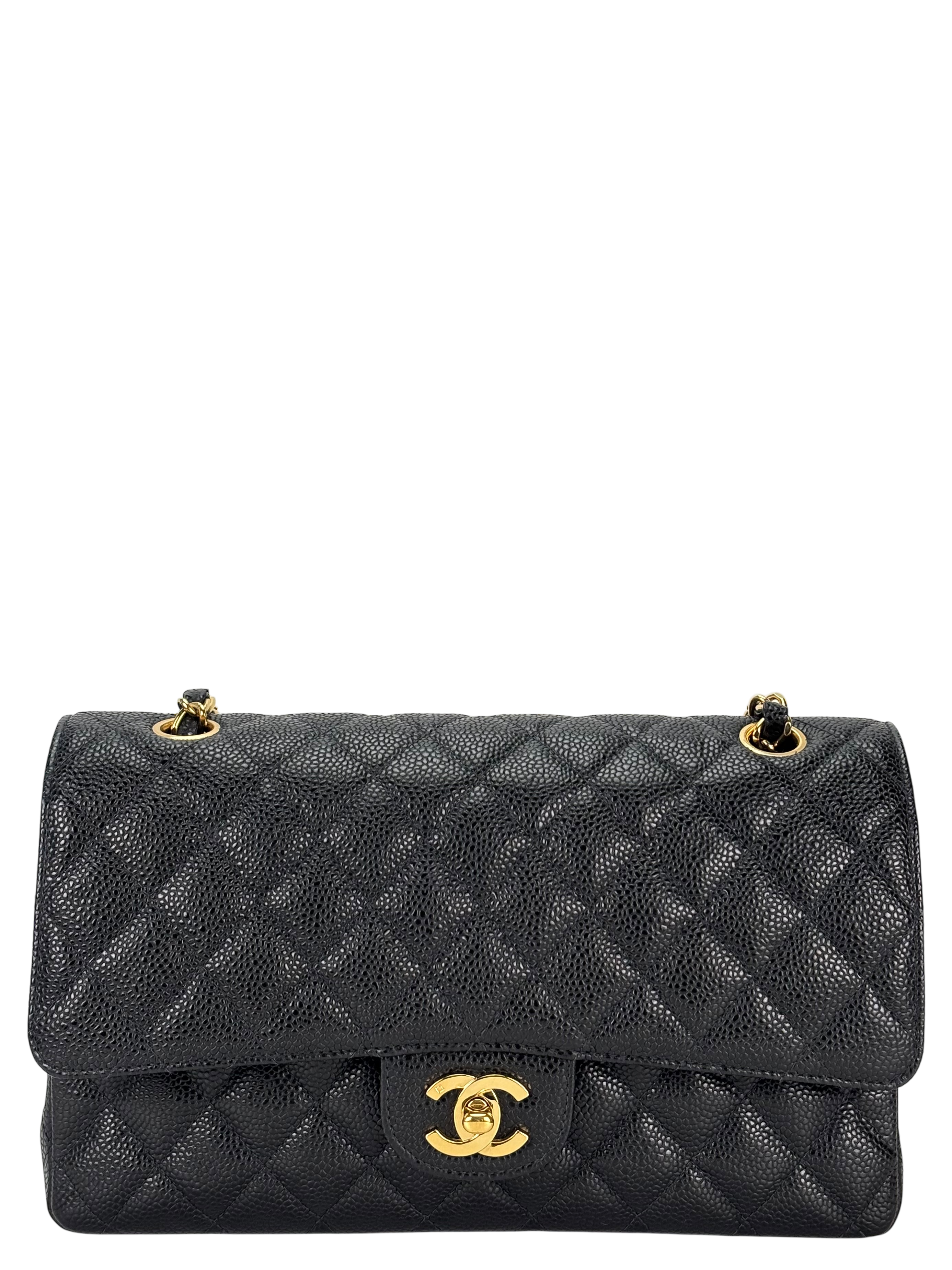 CHANEL - Medium Classic Double Flap Bag Black Caviar Gold Hardware (CF25)