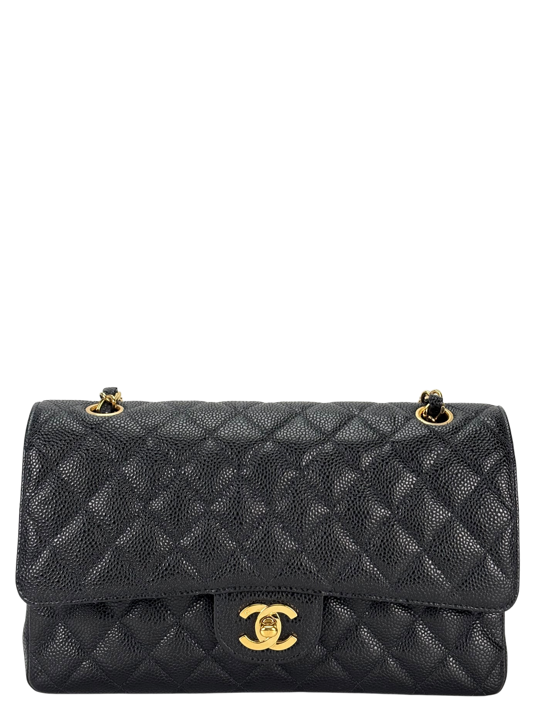 CHANEL - Medium Classic Double Flap Bag Black Caviar Gold Hardware (CF25)
