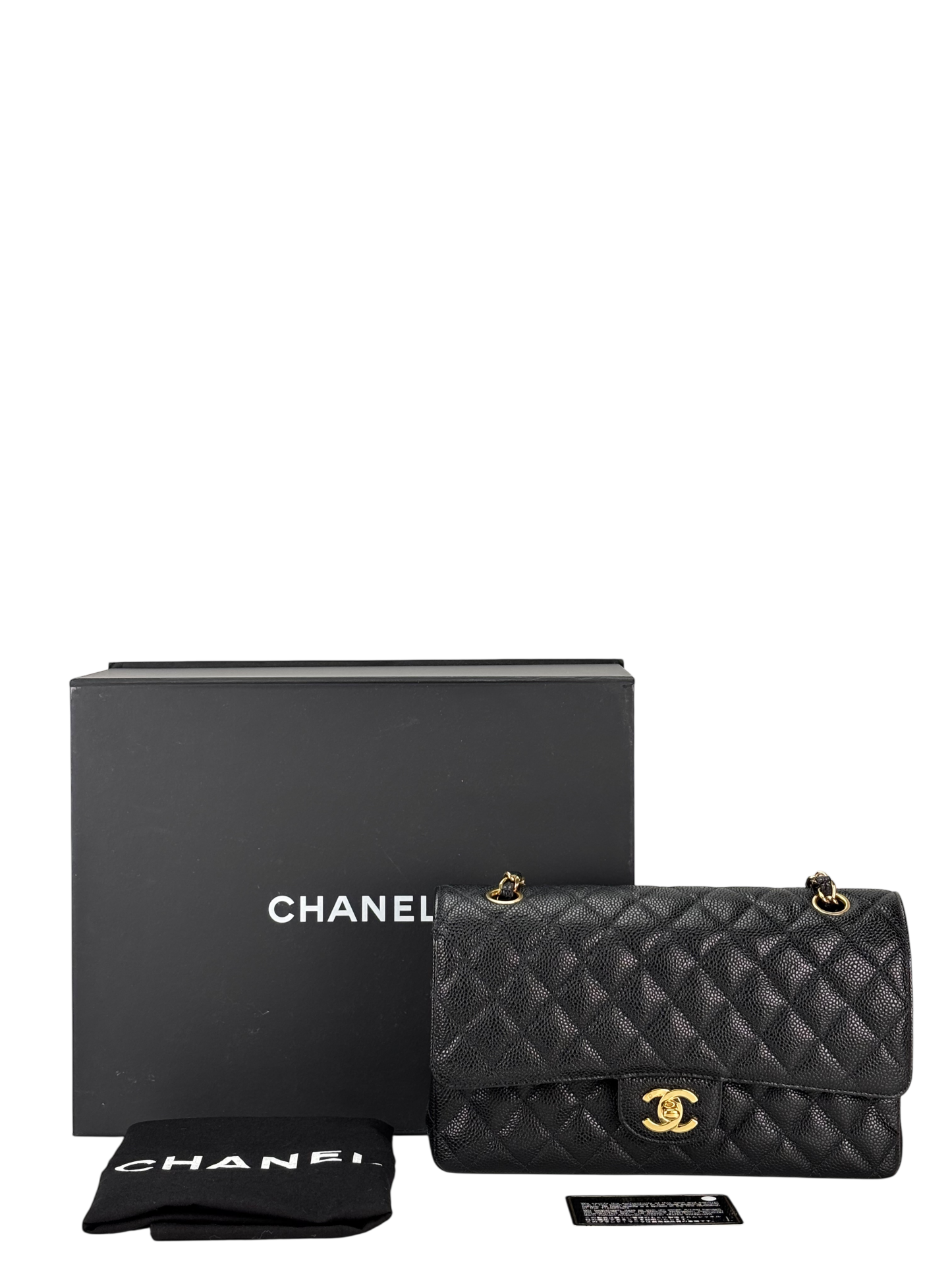 CHANEL - Medium Classic Double Flap Bag Black Caviar Gold Hardware (CF25)