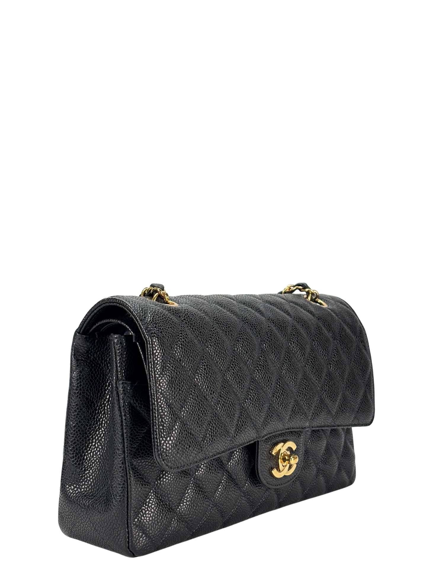 CHANEL - Medium Classic Double Flap Bag Black Caviar Gold Hardware (CF25)