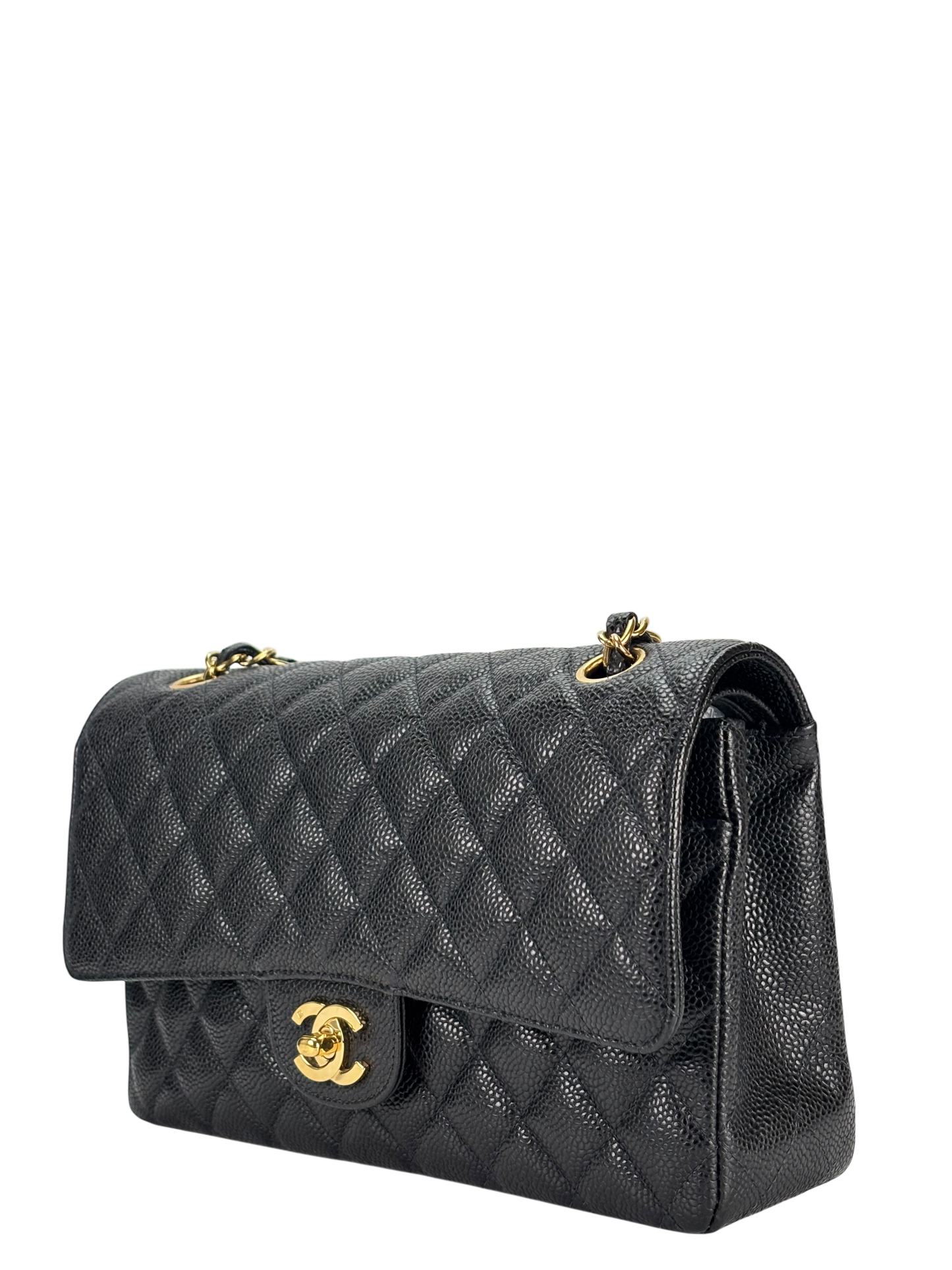 CHANEL - Medium Classic Double Flap Bag Black Caviar Gold Hardware (CF25)