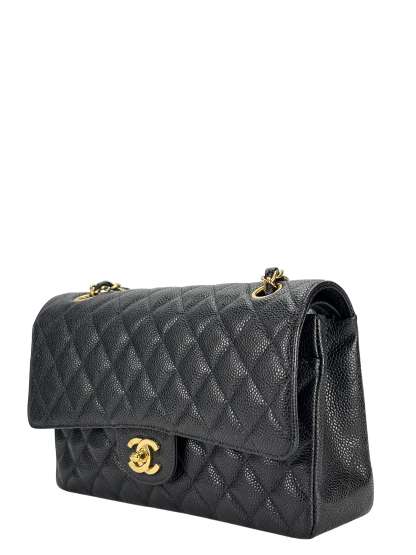 CHANEL - Medium Classic Double Flap Bag Black Caviar Gold Hardware (CF25)