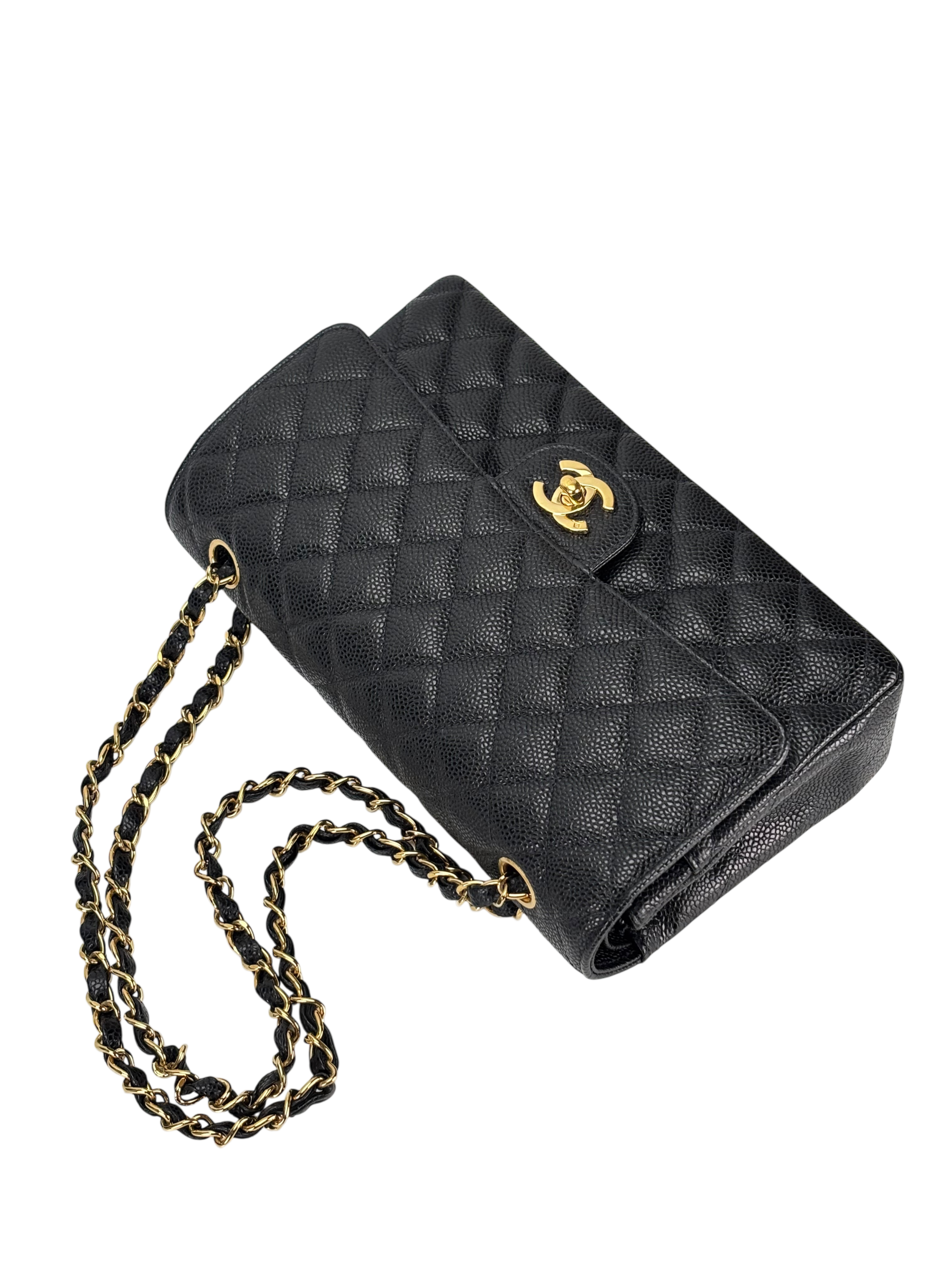 CHANEL - Medium Classic Double Flap Bag Black Caviar Gold Hardware (CF25)