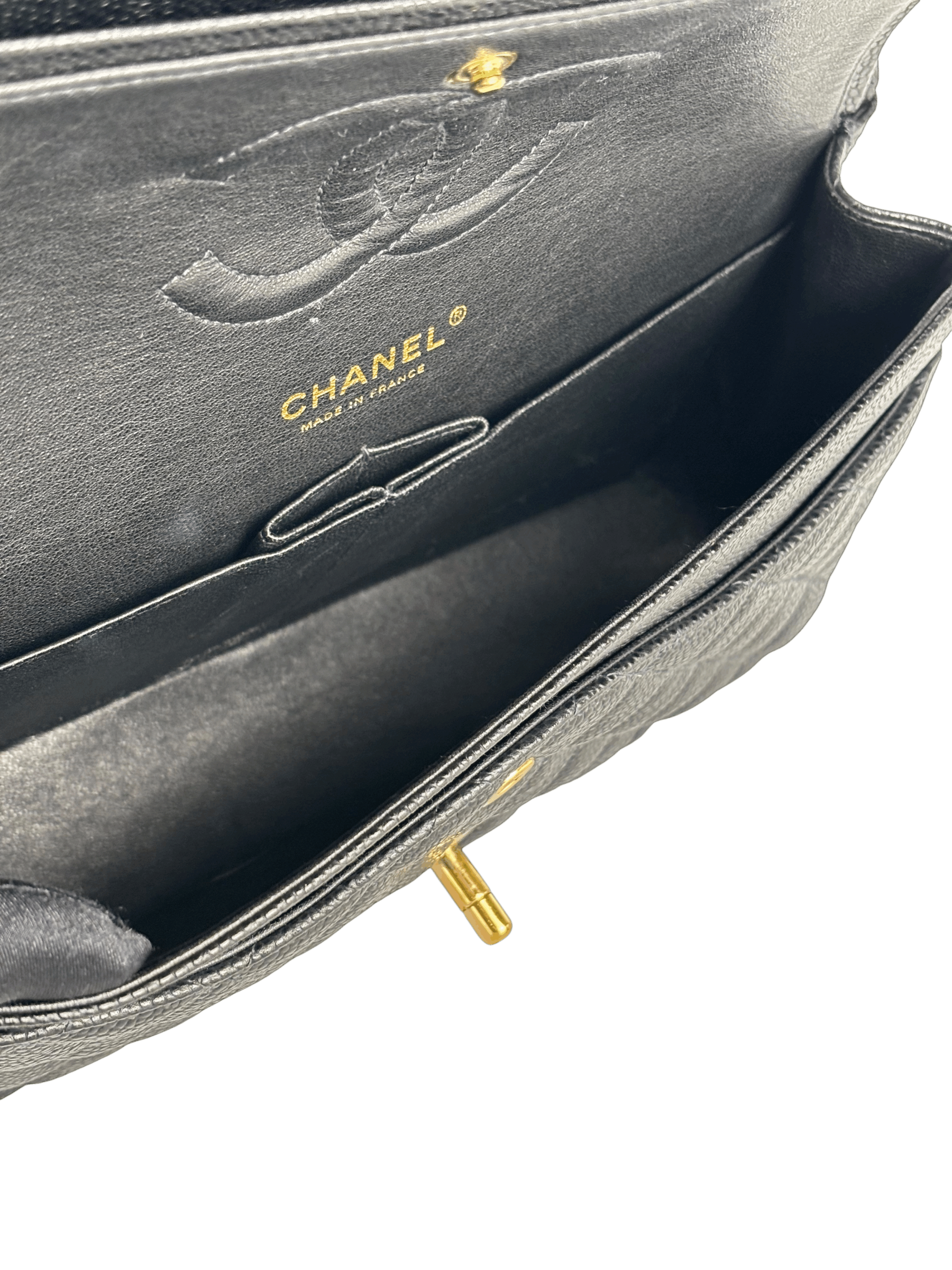 CHANEL - Medium Classic Double Flap Bag Black Caviar Gold Hardware (CF25)