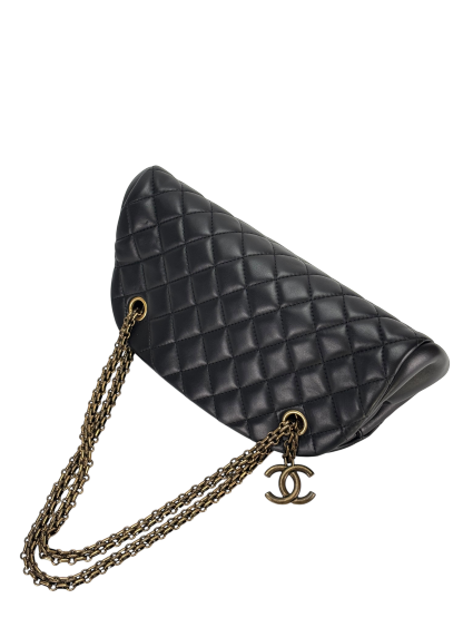 CHANEL - Black Lambskin Bowling Chain Shoulder Bag