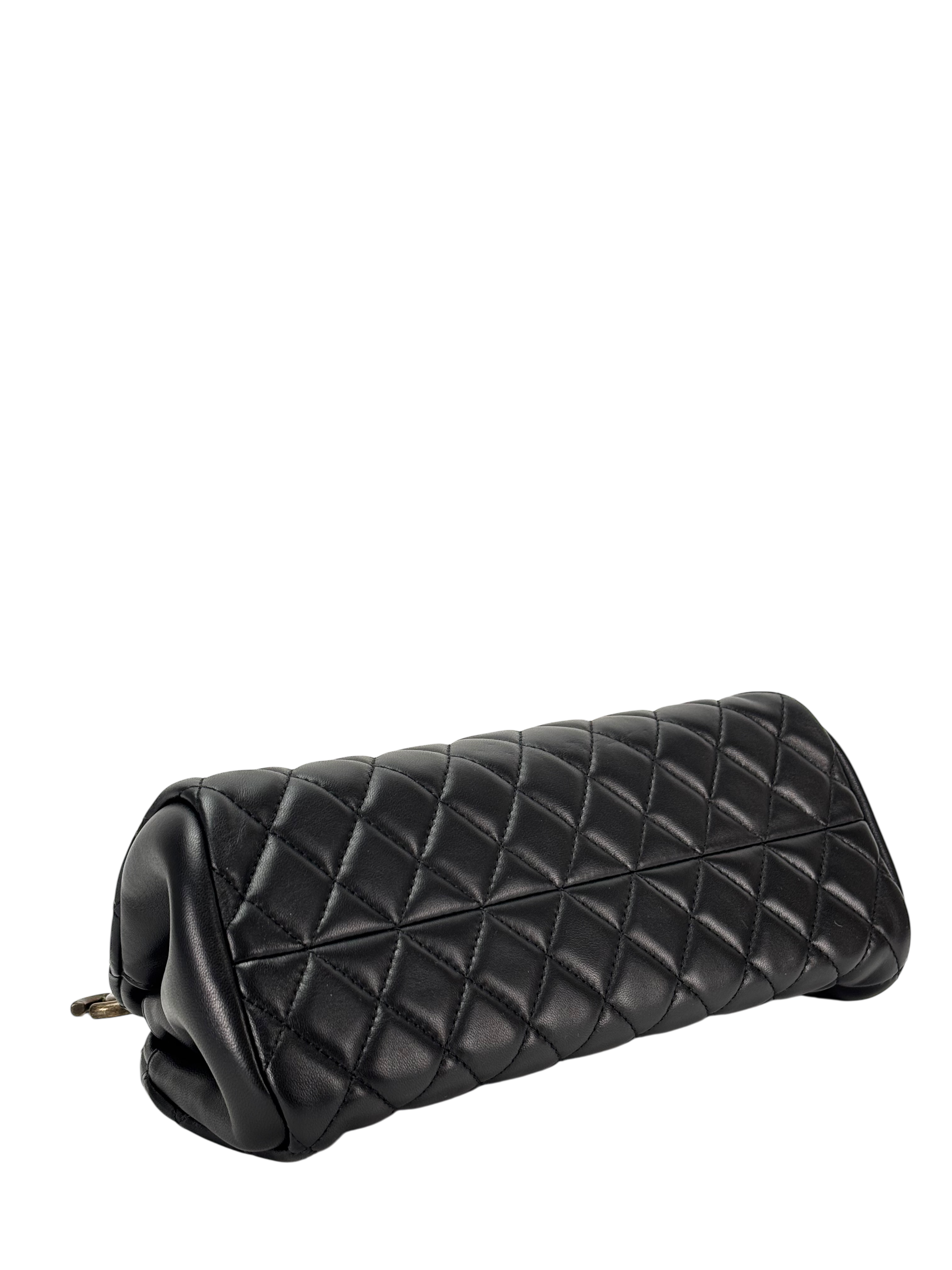 CHANEL - Black Lambskin Bowling Chain Shoulder Bag