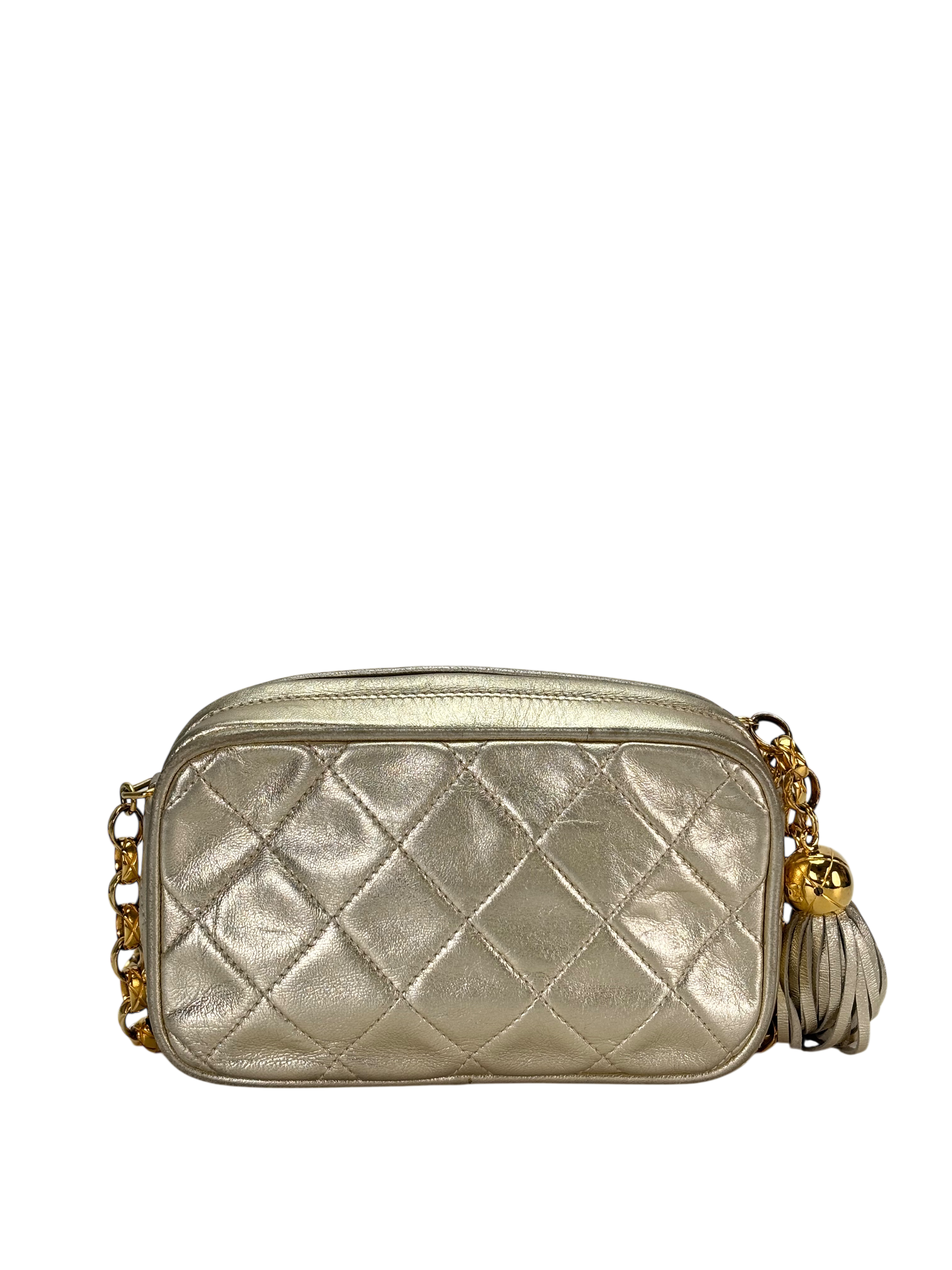 CHANEL - Gold Lambskin Gold Hardware Camera Bag 