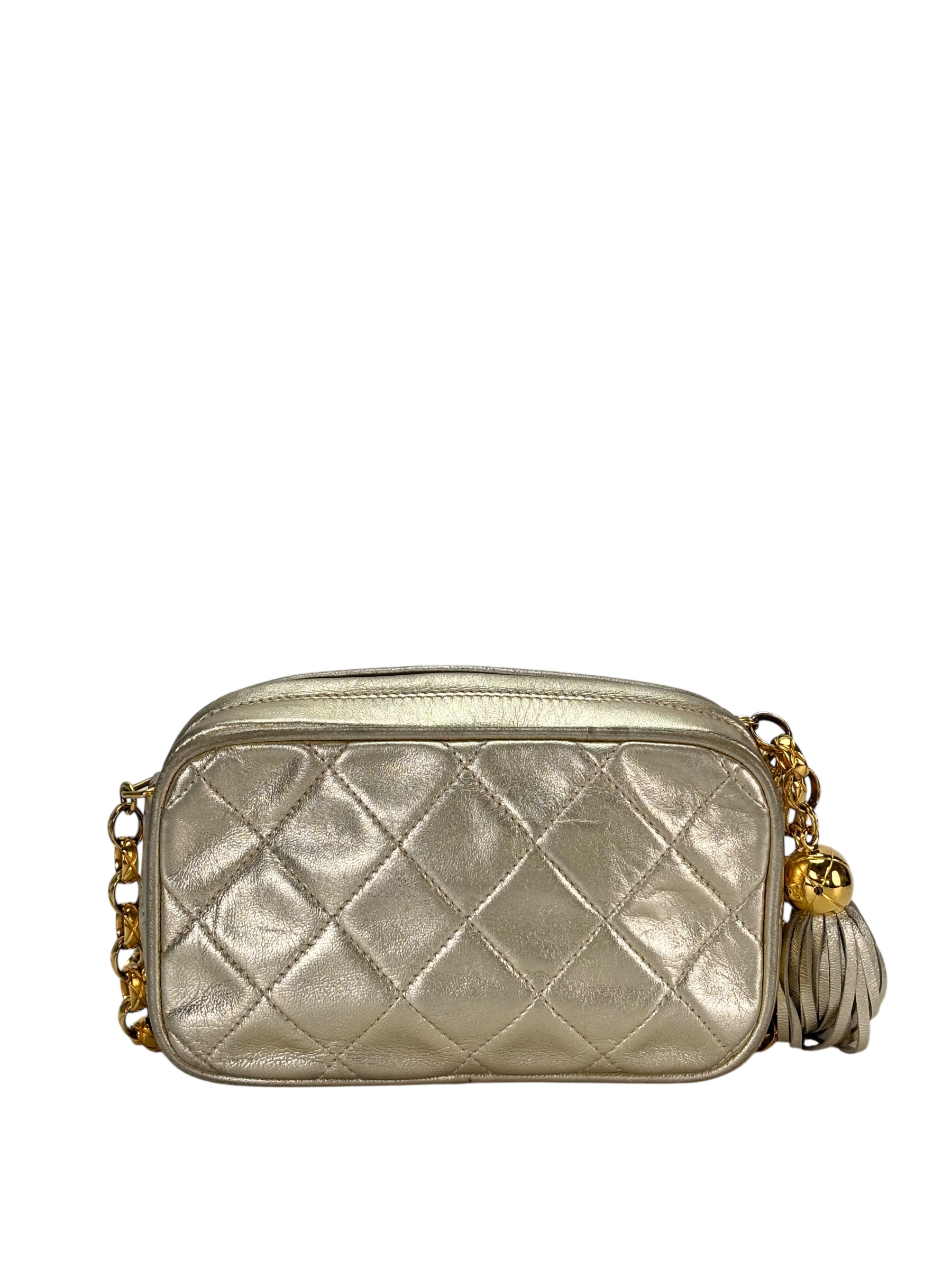 CHANEL - Gold Lambskin Gold Hardware Camera Bag