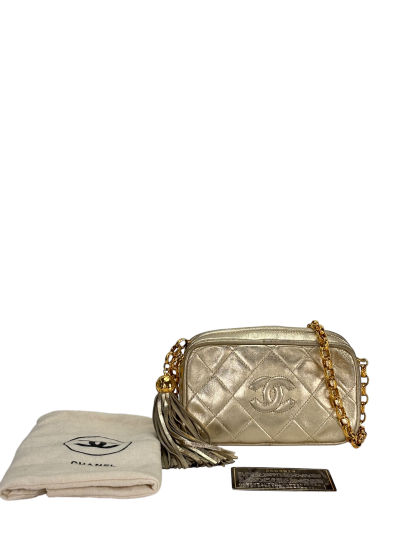 CHANEL - Gold Lambskin Gold Hardware Camera Bag 