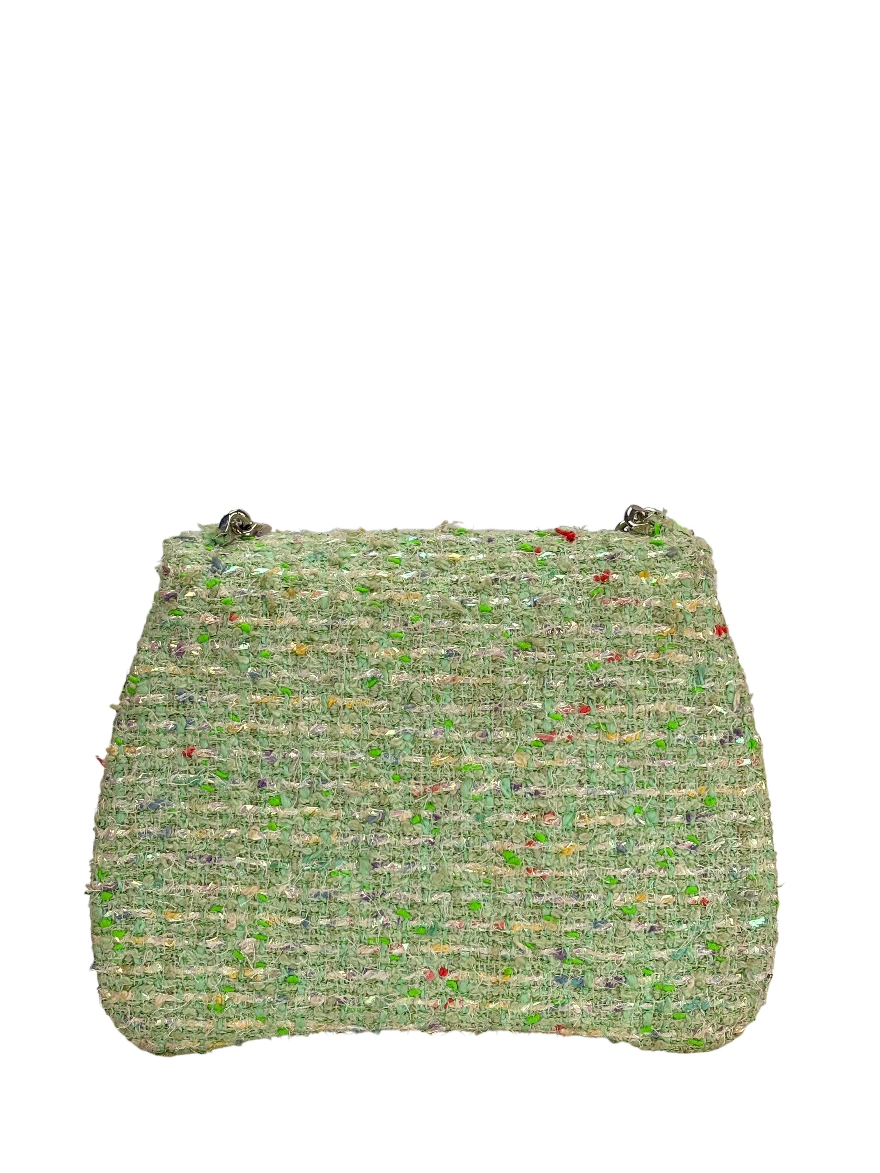 CHANEL - Green Tweed Coco Mark Handle Bag