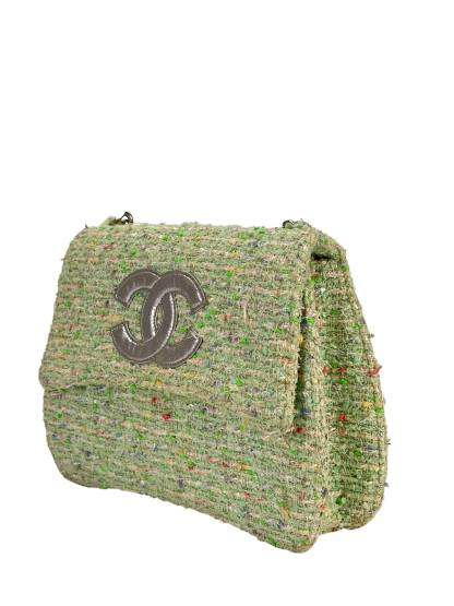 CHANEL - Green Tweed Coco Mark Handle Bag