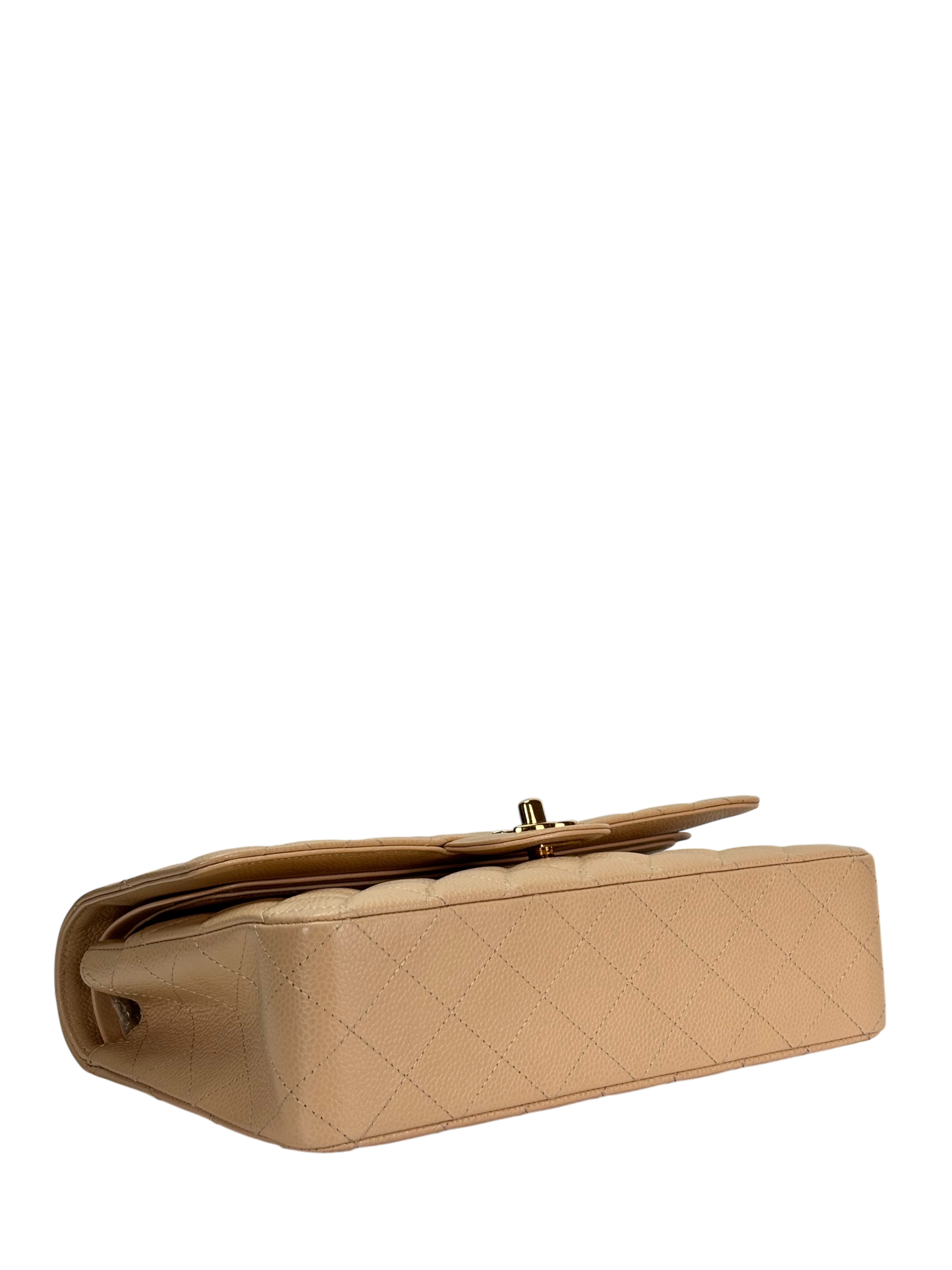 CHANEL - Medium Classic Double Flap Bag Beige Caviar Gold Hardware (CF25) 