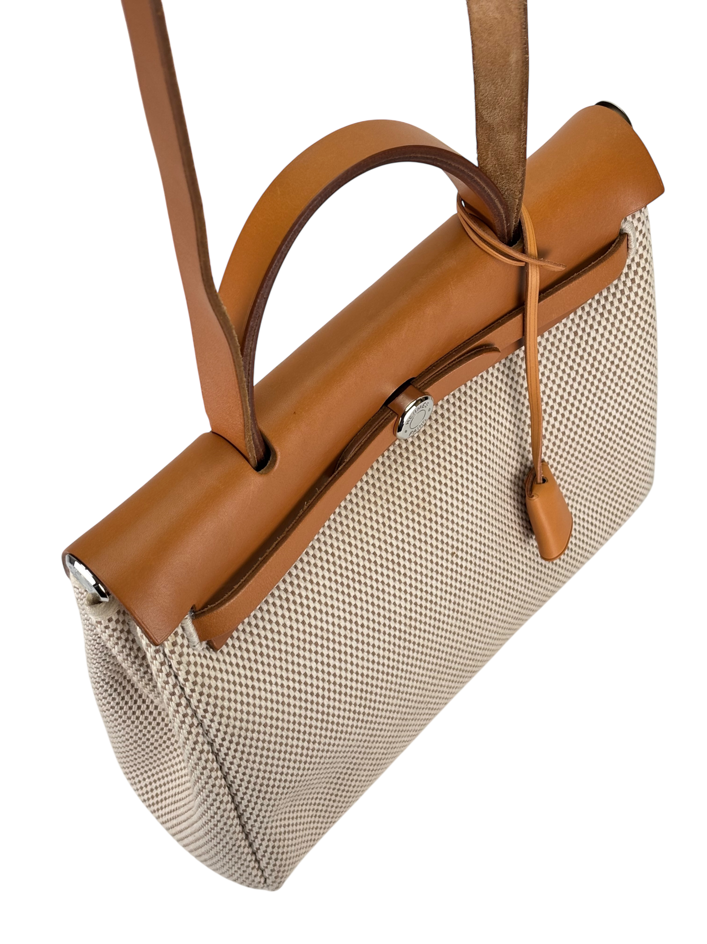 HERMES - Herbag Zip 31 (PM) Beige Toile Vache Palladium Hardware