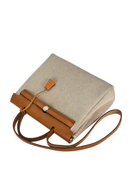 HERMES - Herbag Zip 31 (PM) Beige Toile Vache Palladium Hardware