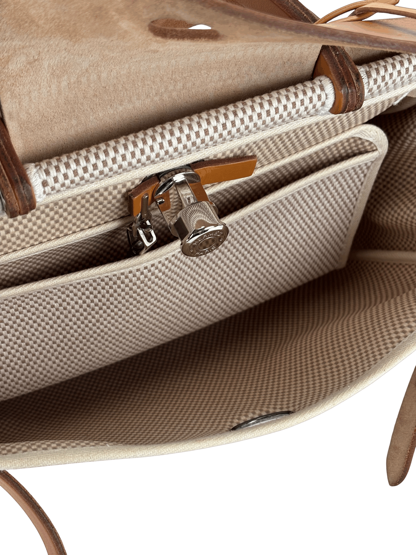 HERMES - Herbag Zip 31 (PM) Beige Toile Vache Palladium Hardware