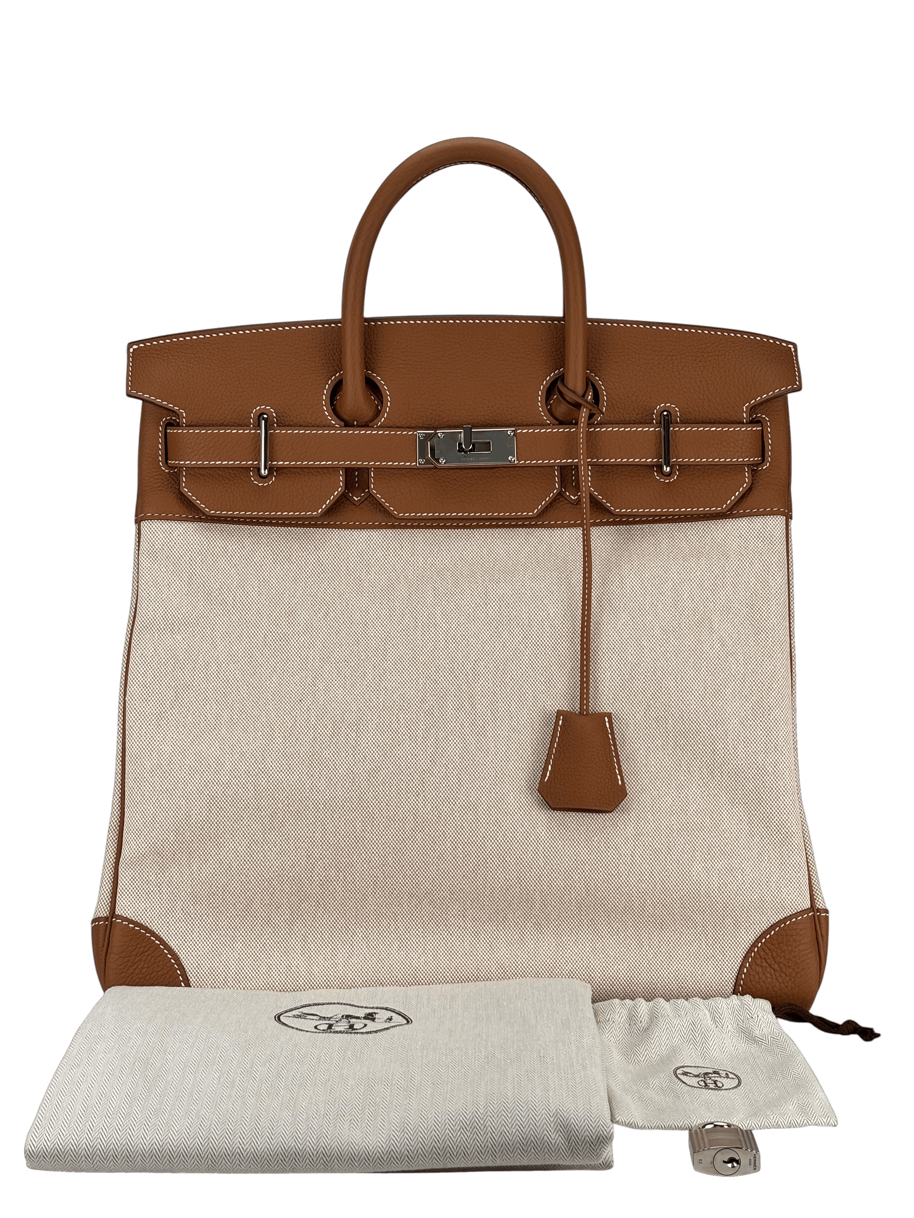 HERMES - Ecru Gold HAC 40 Toile Togo Palladium Hardware