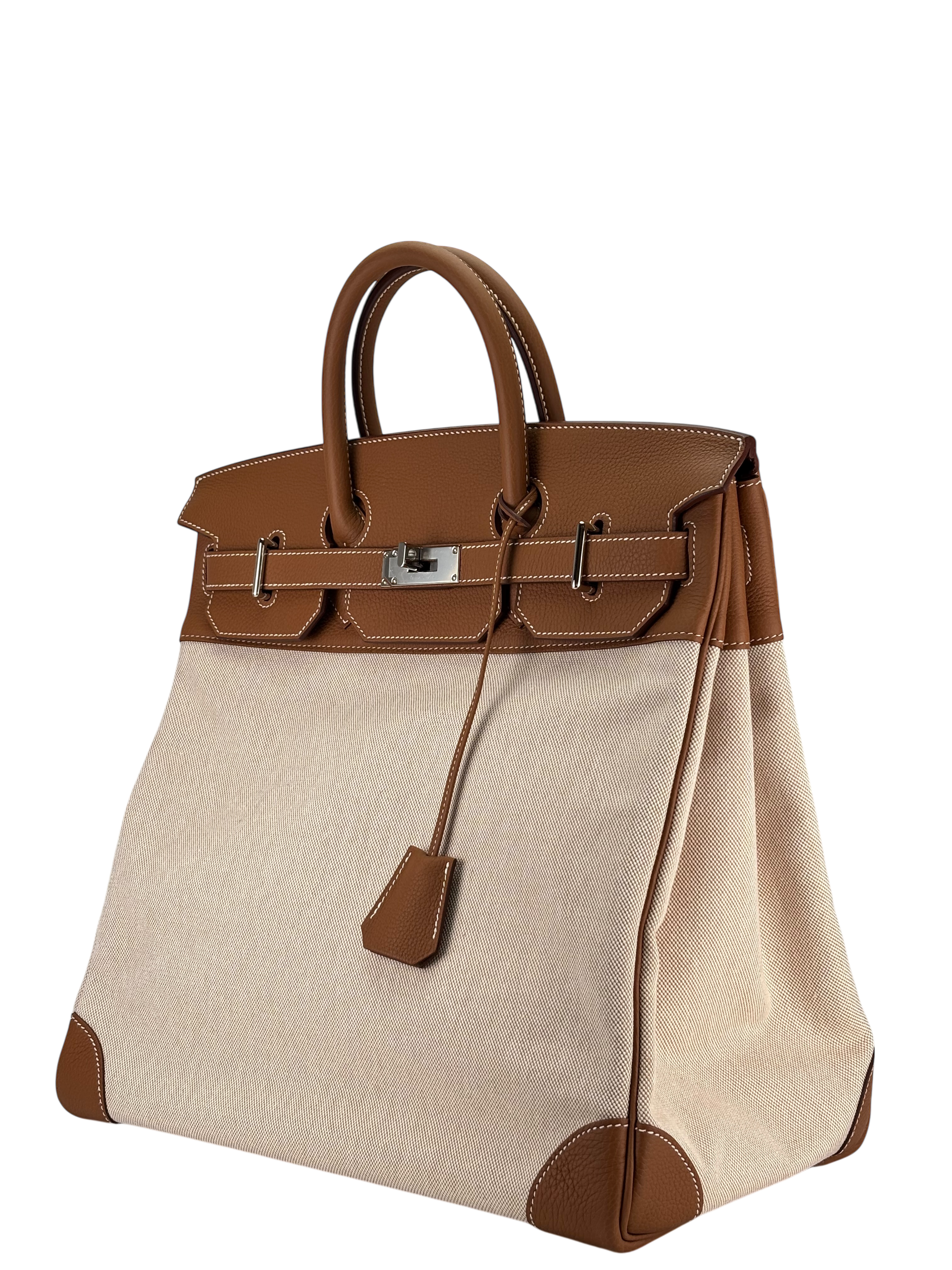 HERMES - Ecru Gold HAC 40 Toile Togo Palladium Hardware