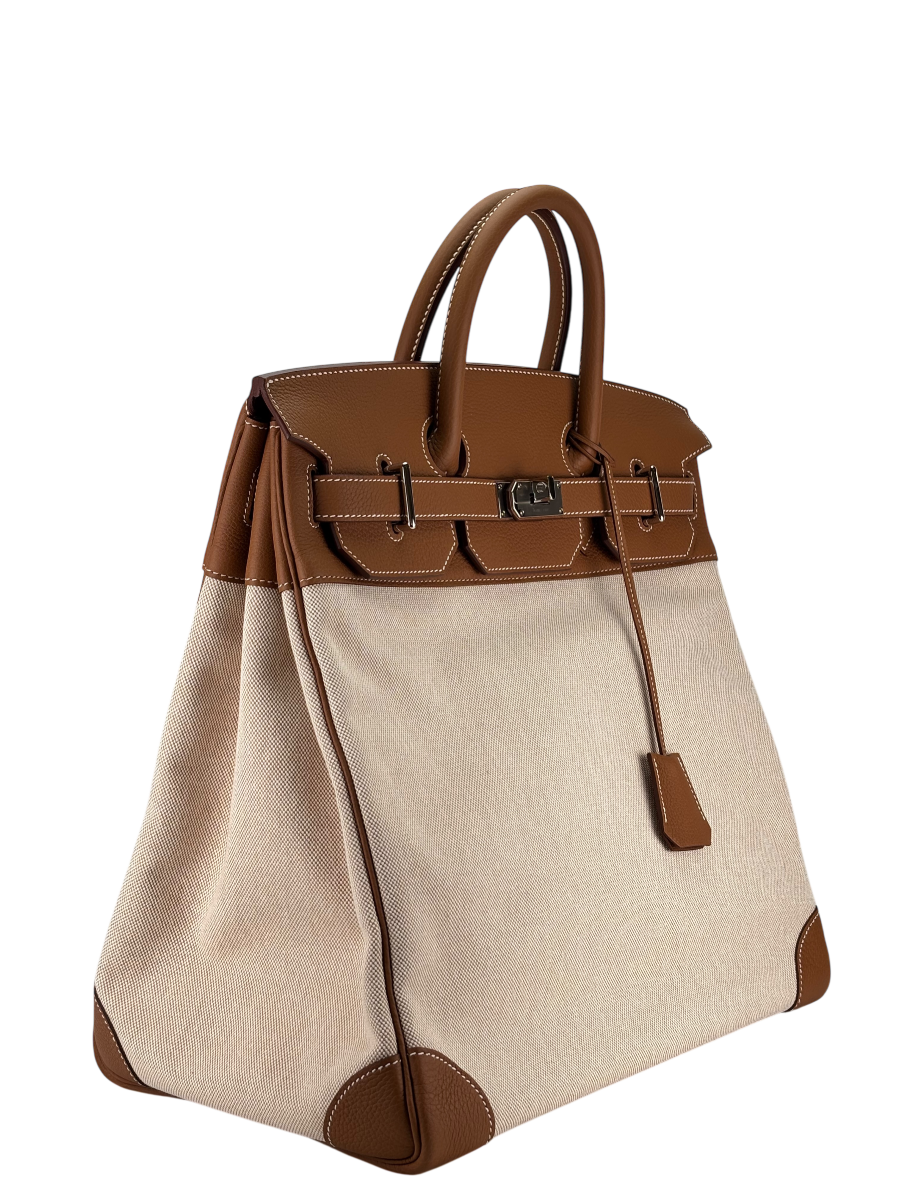 HERMES - Ecru Gold HAC 40 Toile Togo Palladium Hardware