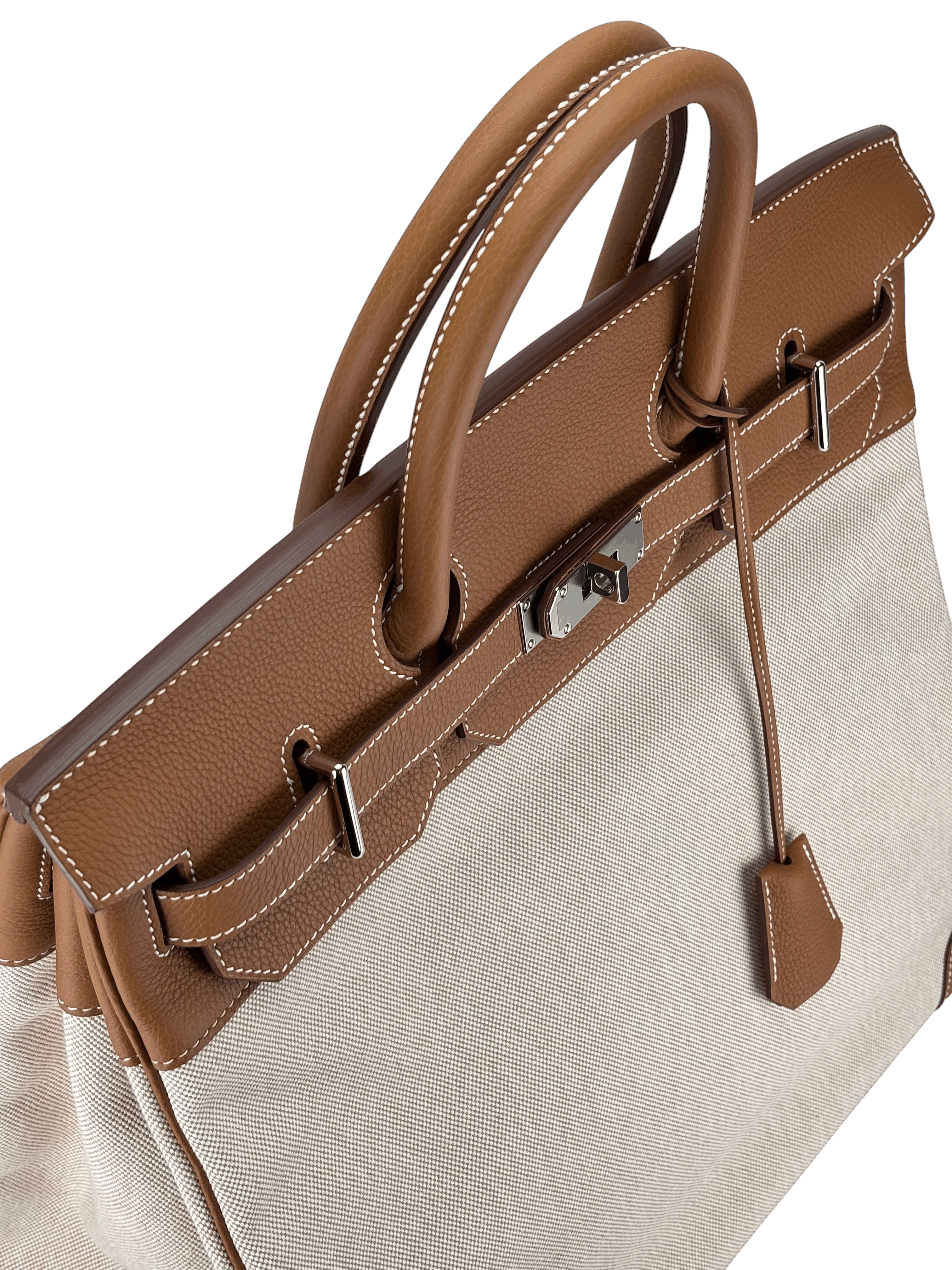 HERMES - Ecru Gold HAC 40 Toile Togo Palladium Hardware