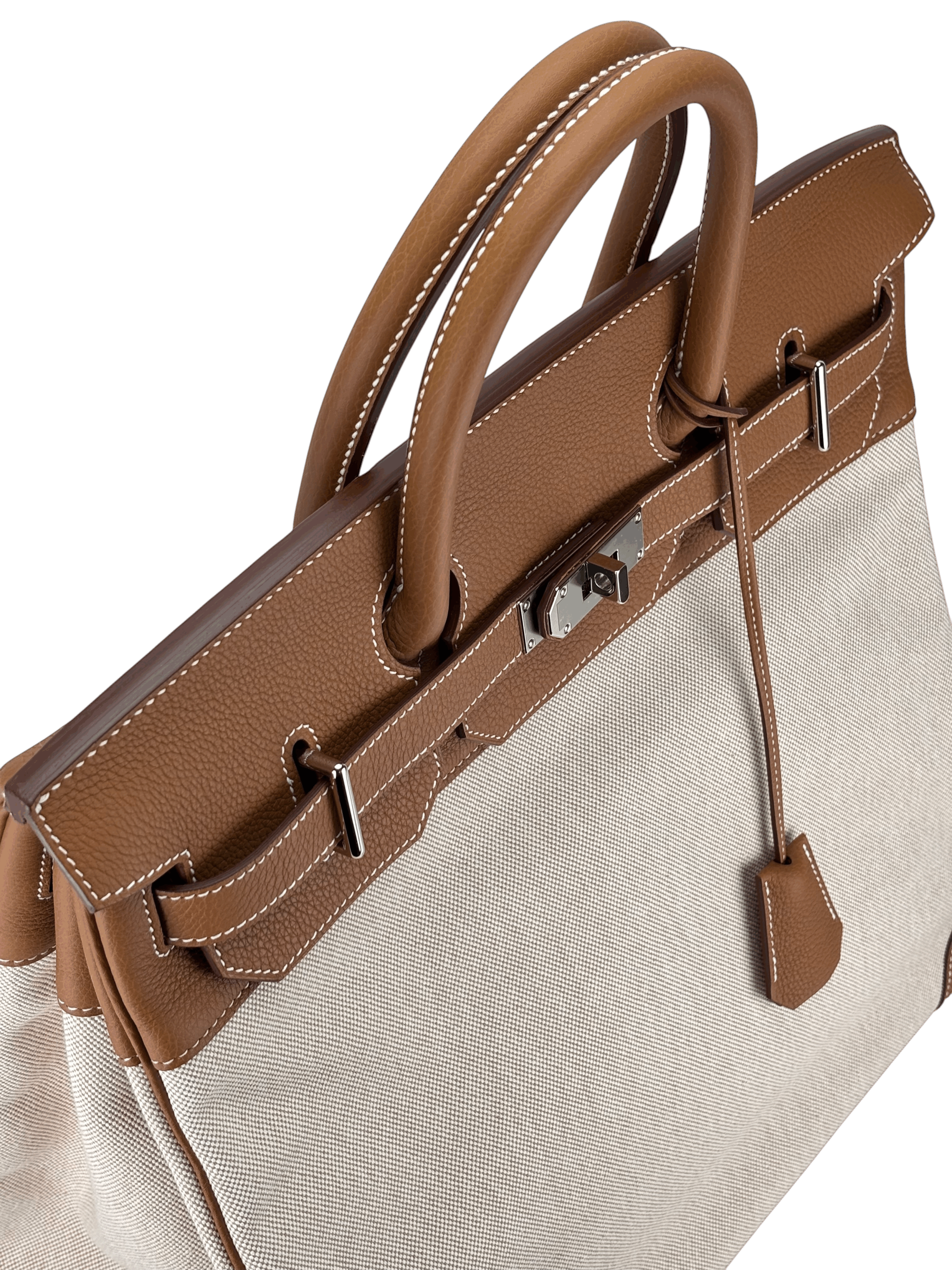 HERMES - Ecru Gold HAC 40 Toile Togo Palladium Hardware