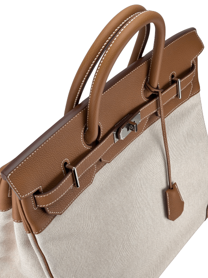HERMES - Ecru Gold HAC 40 Toile Togo Palladium Hardware