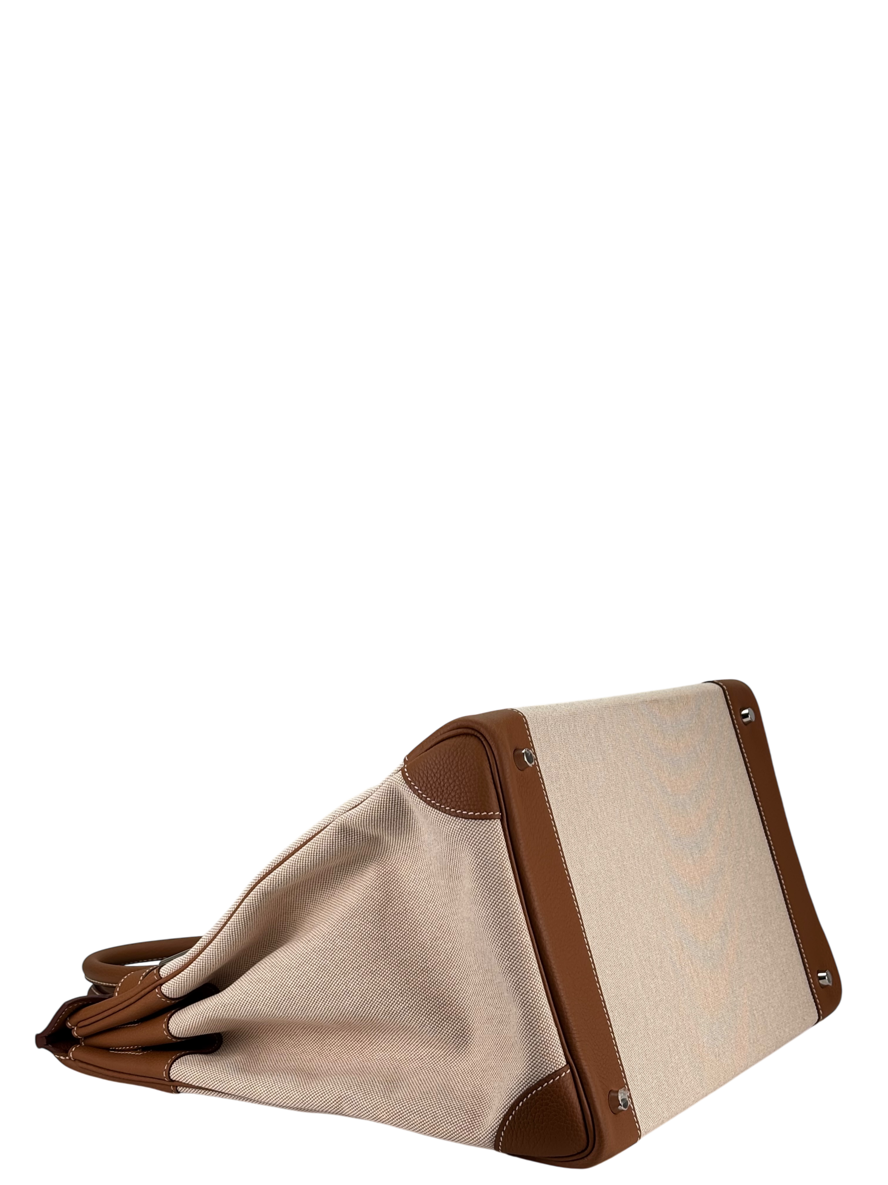 HERMES - Ecru Gold HAC 40 Toile Togo Palladium Hardware