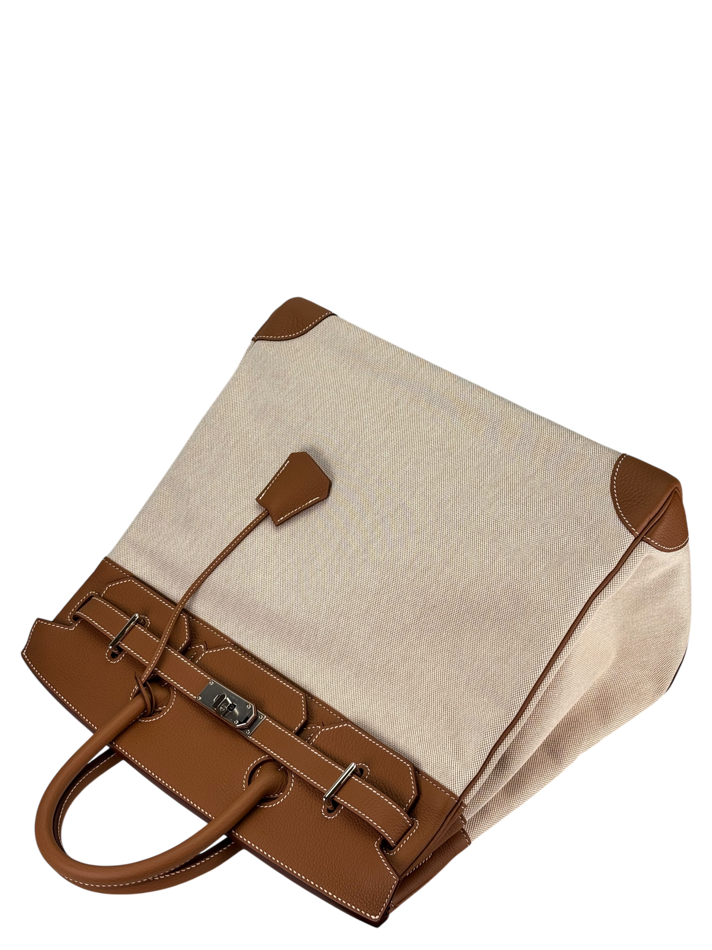 HERMES - Ecru Gold HAC 40 Toile Togo Palladium Hardware