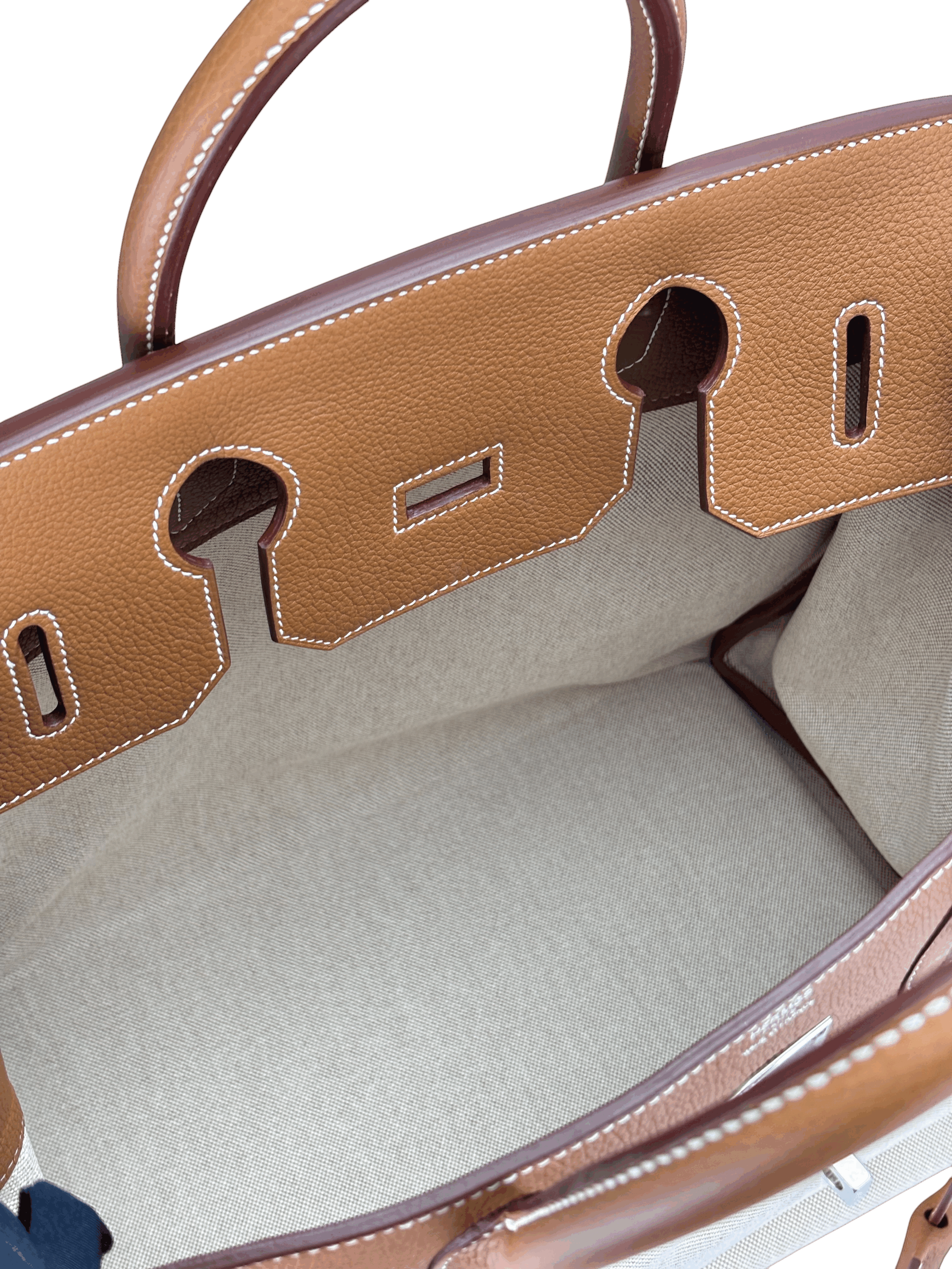 HERMES - Ecru Gold HAC 40 Toile Togo Palladium Hardware