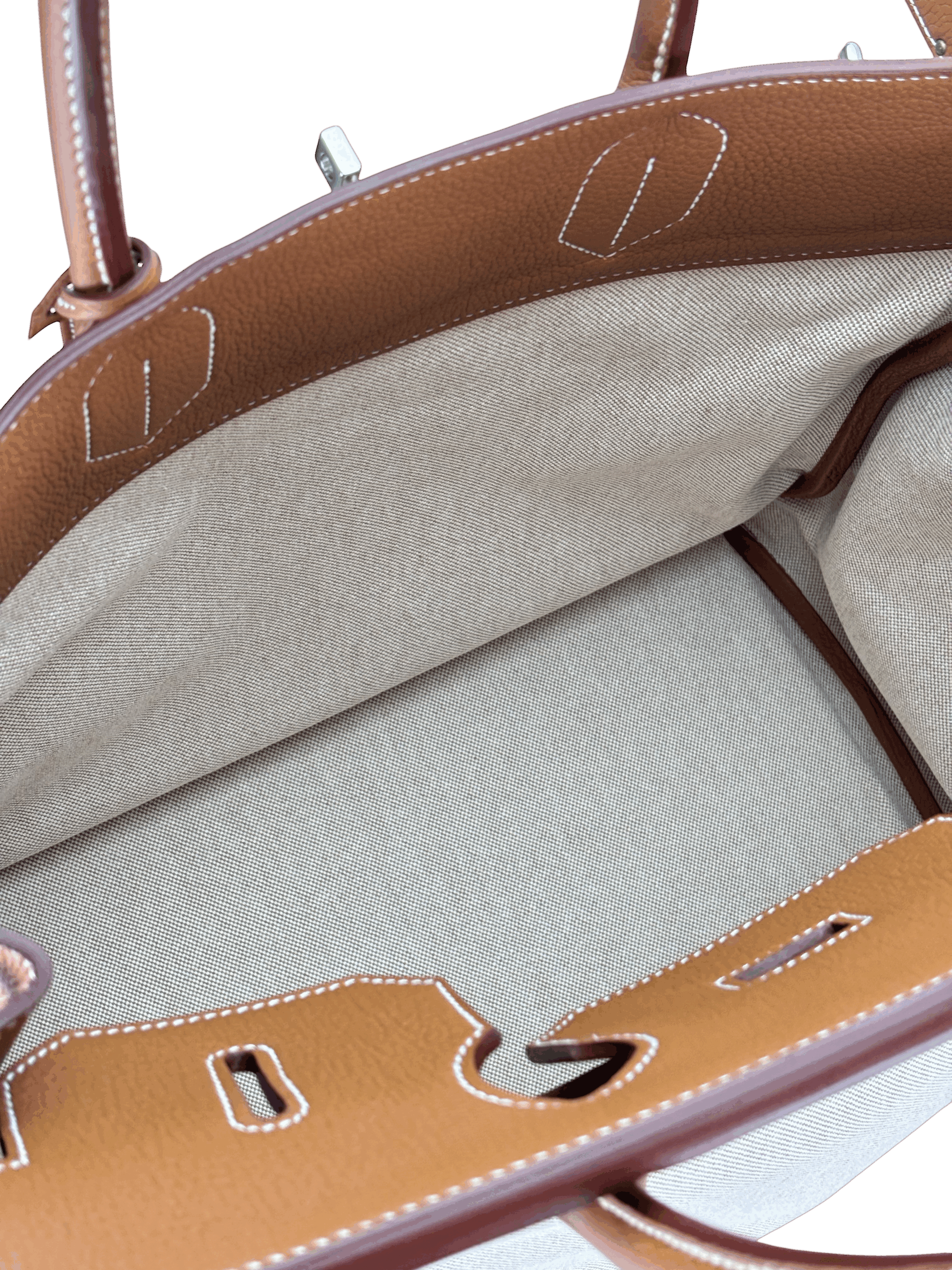 HERMES - Ecru Gold HAC 40 Toile Togo Palladium Hardware