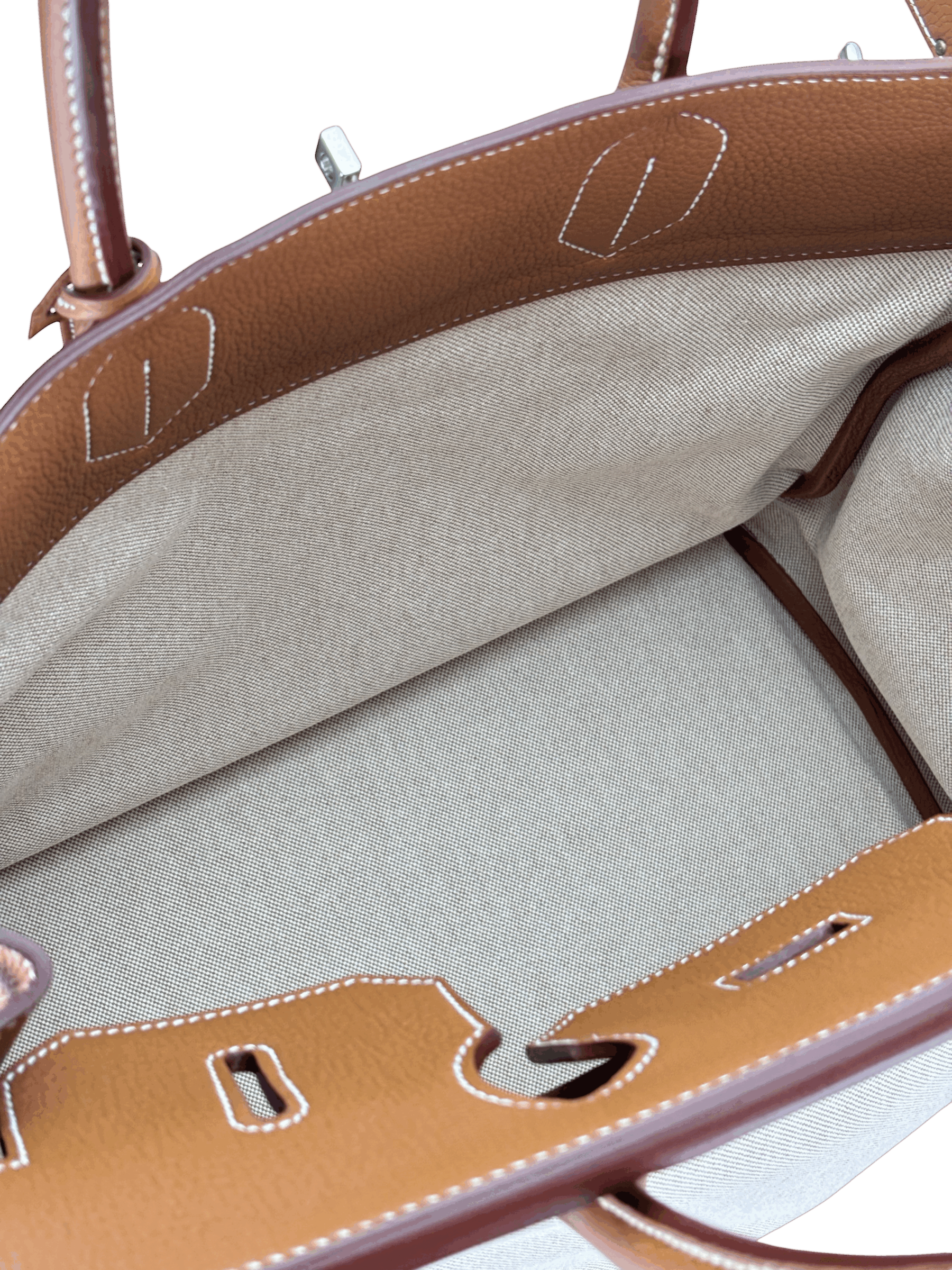 HERMES - Ecru Gold HAC 40 Toile Togo Palladium Hardware