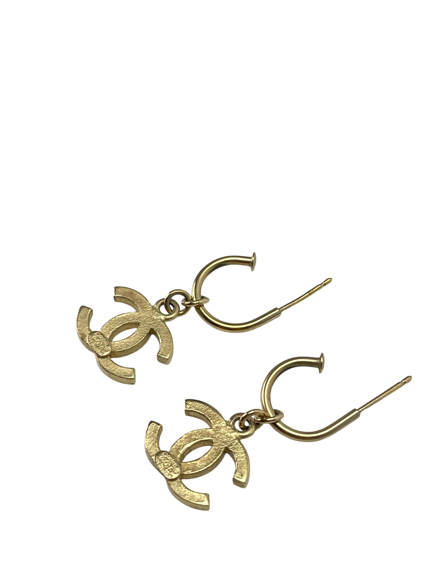 CHANEL - 09A Gold CoCo Mark Swing Rhinestone Earrings
