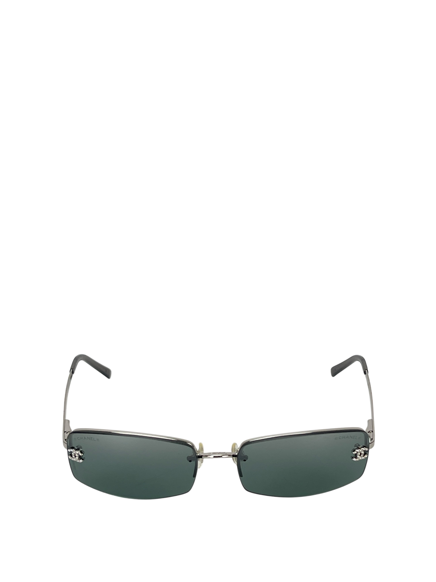 CHANEL - Black Rhinestone CC Sunglasses