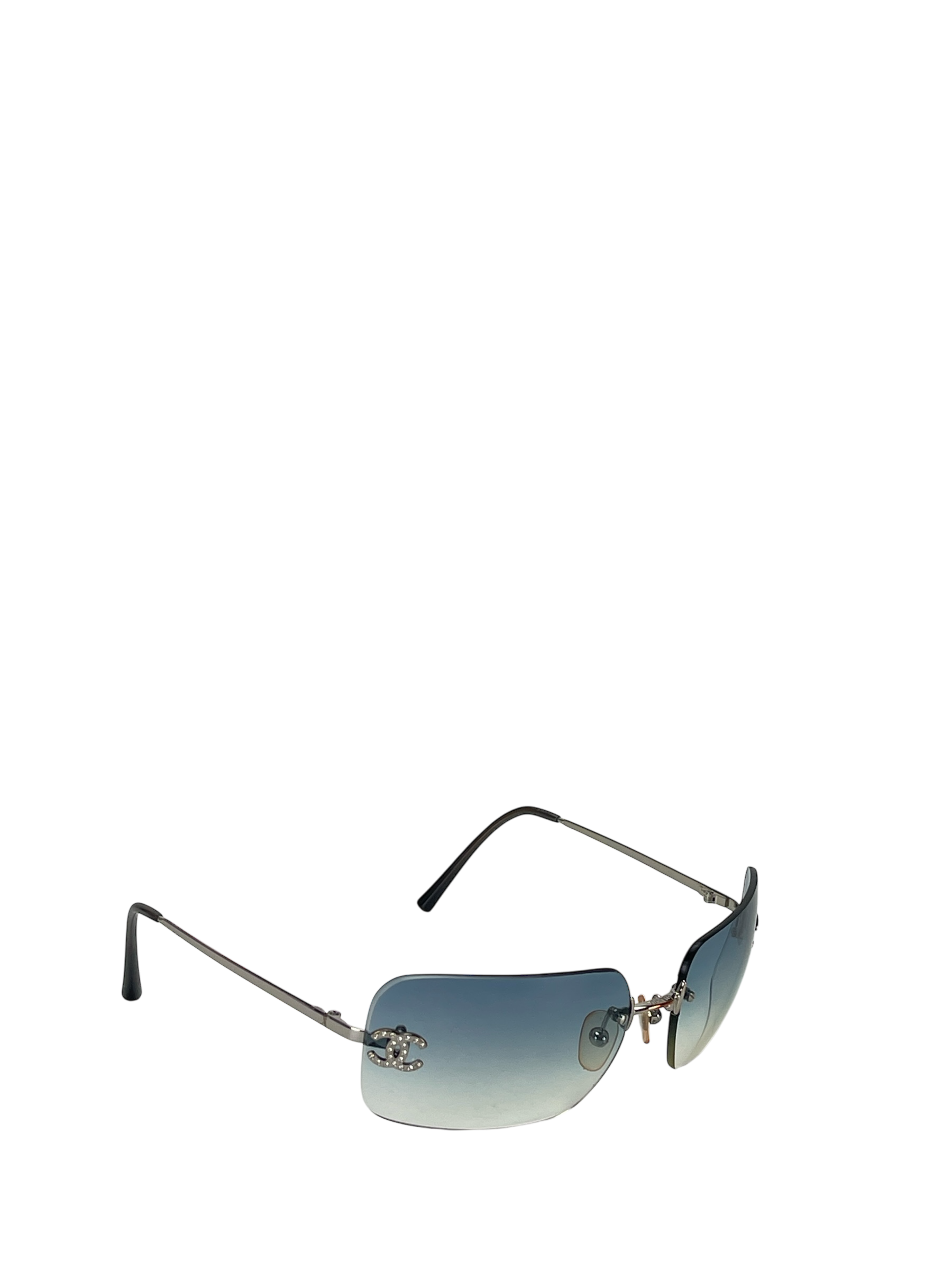 CHANEL - Blue Rhinestone CC Sunglasses