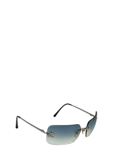 CHANEL - Blue Rhinestone CC Sunglasses