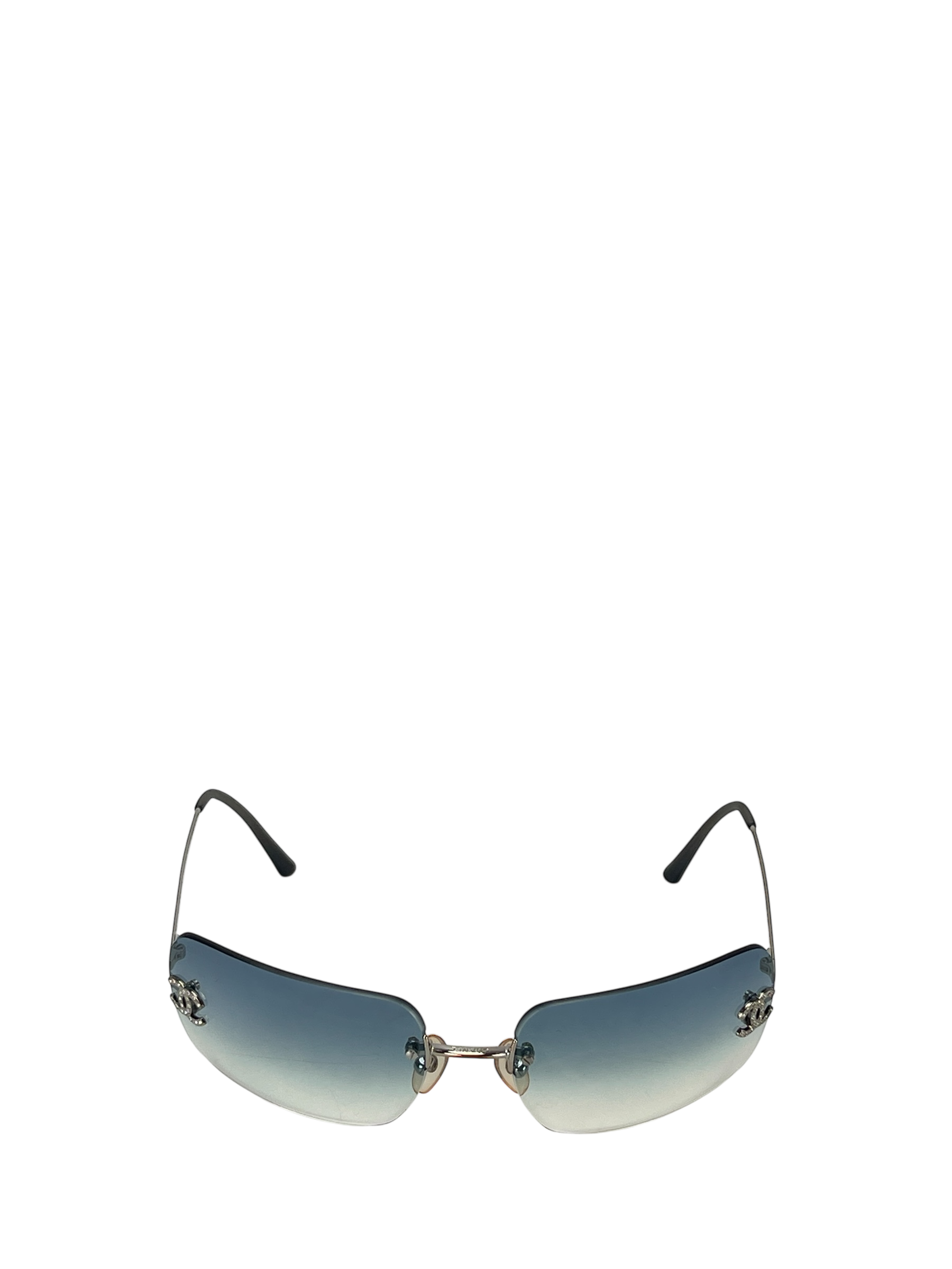 CHANEL - Blue Rhinestone CC Sunglasses