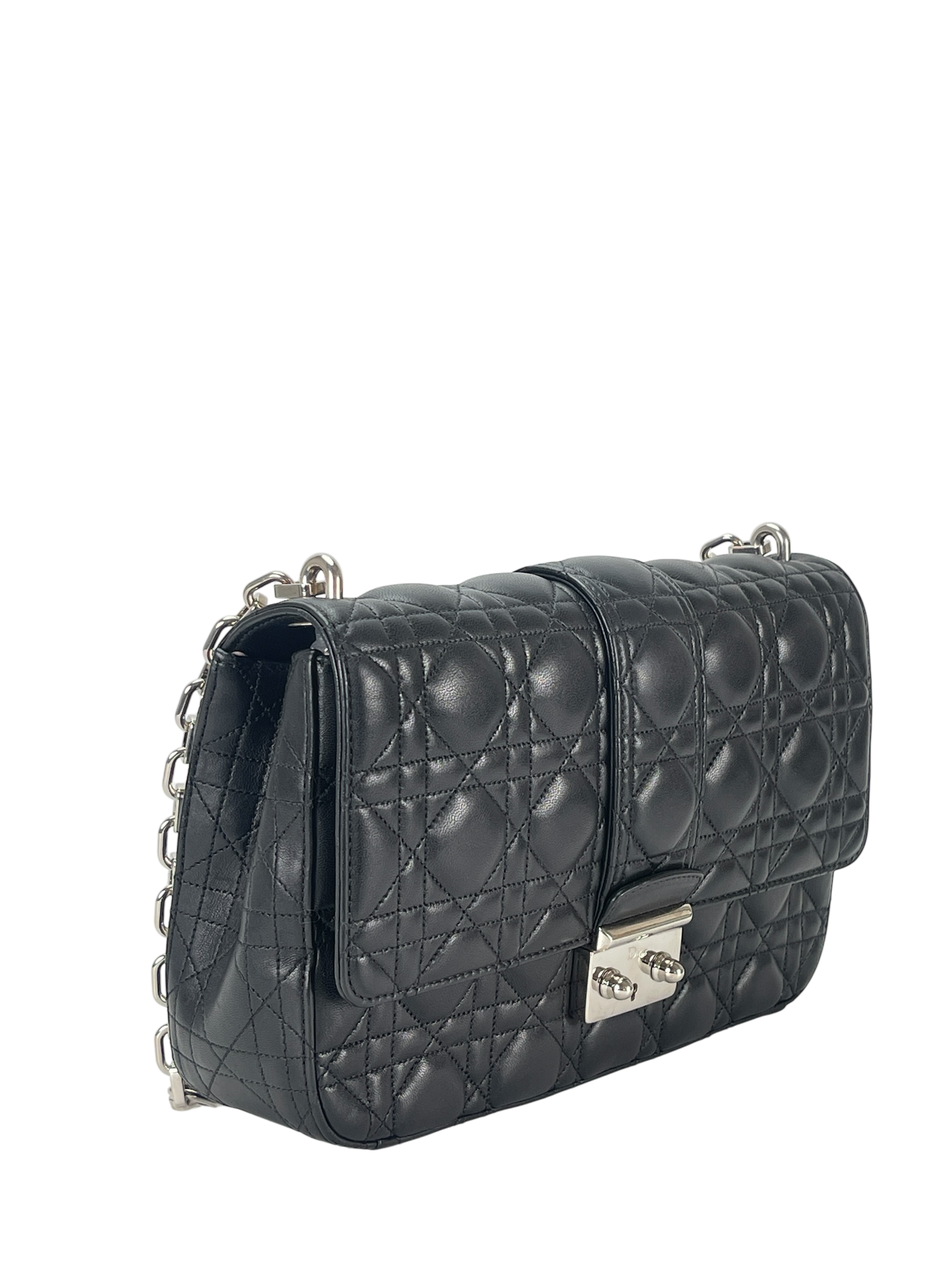 CHRISTIAN DIOR - Black Lambskin New Rock Cannage Chain Bag