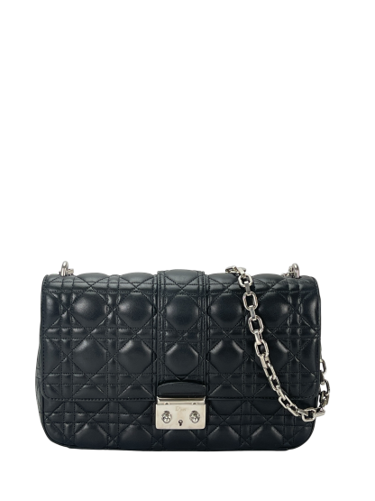 CHRISTIAN DIOR - Black Lambskin New Rock Cannage Chain Bag