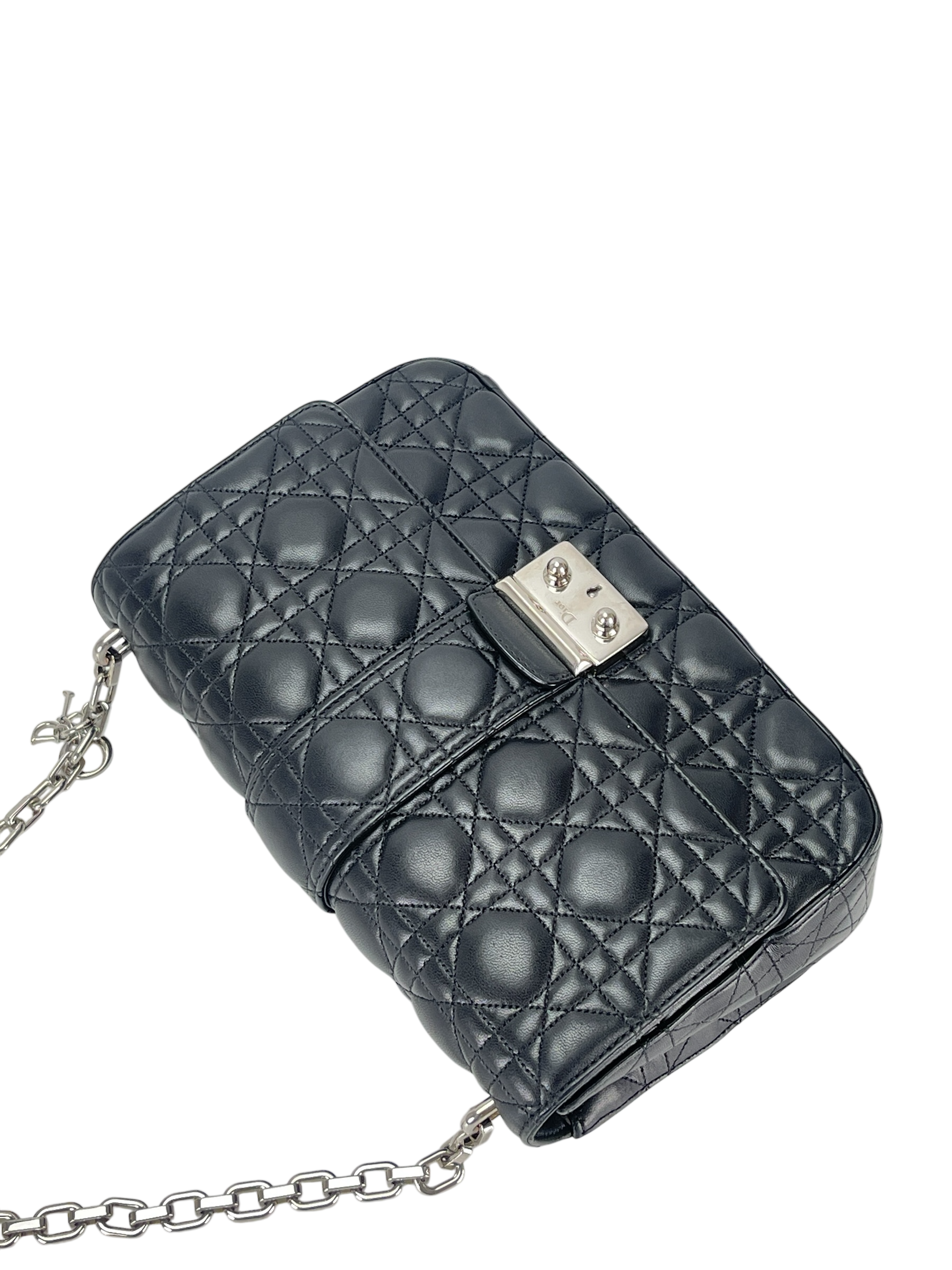 CHRISTIAN DIOR - Black Lambskin New Rock Cannage Chain Bag