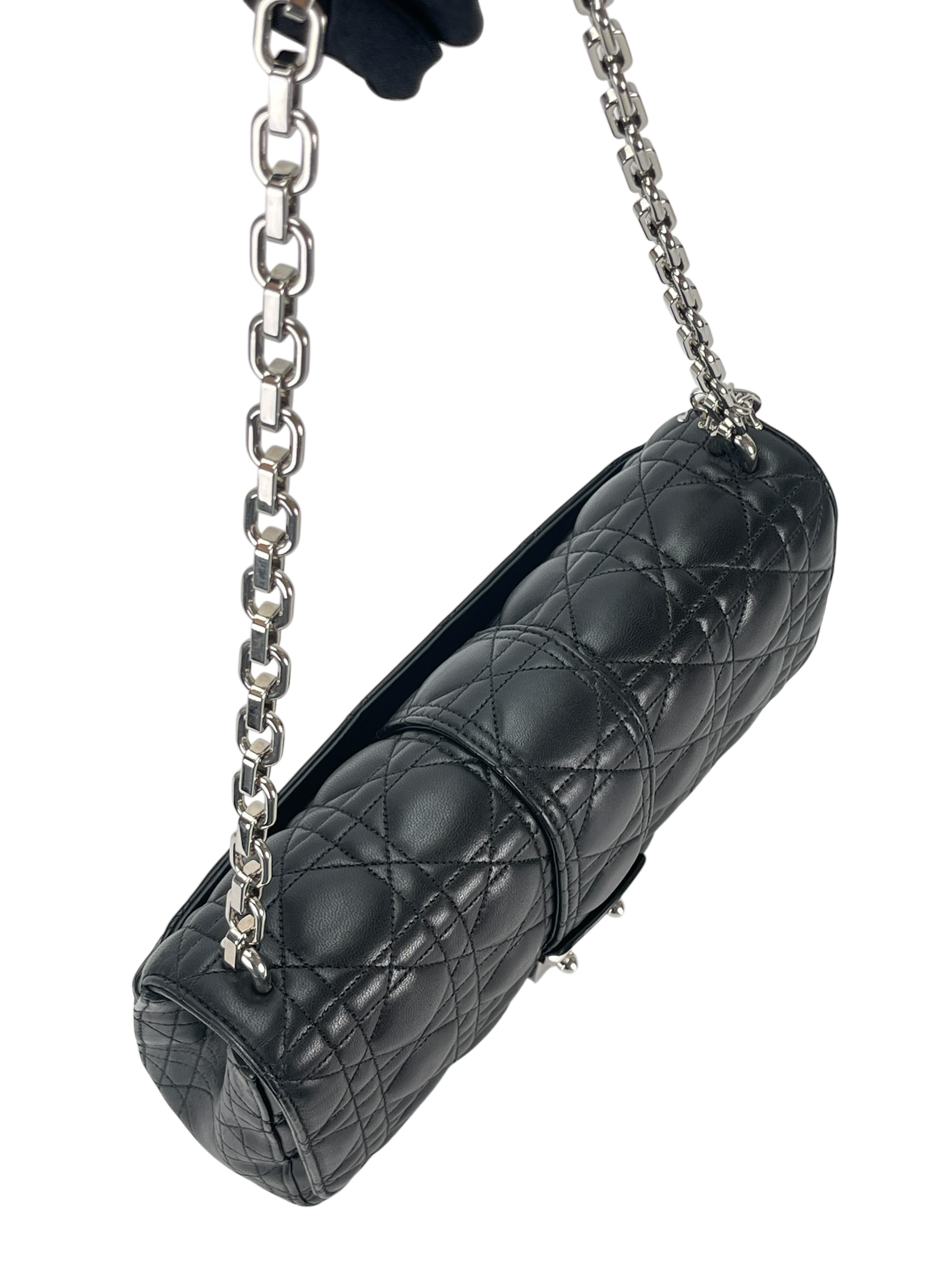 CHRISTIAN DIOR - Black Lambskin New Rock Cannage Chain Bag