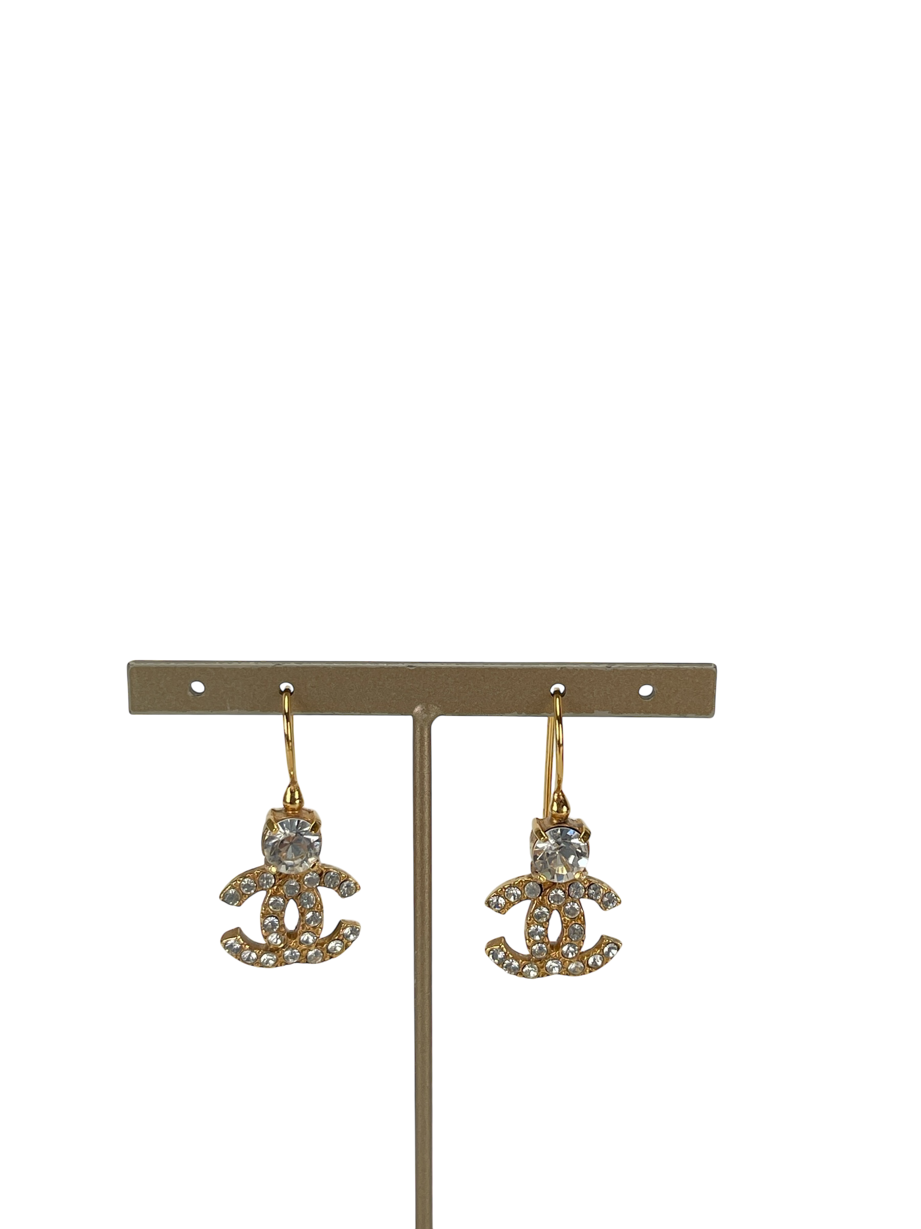 CHANEL - 02A Coco Mark Gold Rhinestone Single Earring 