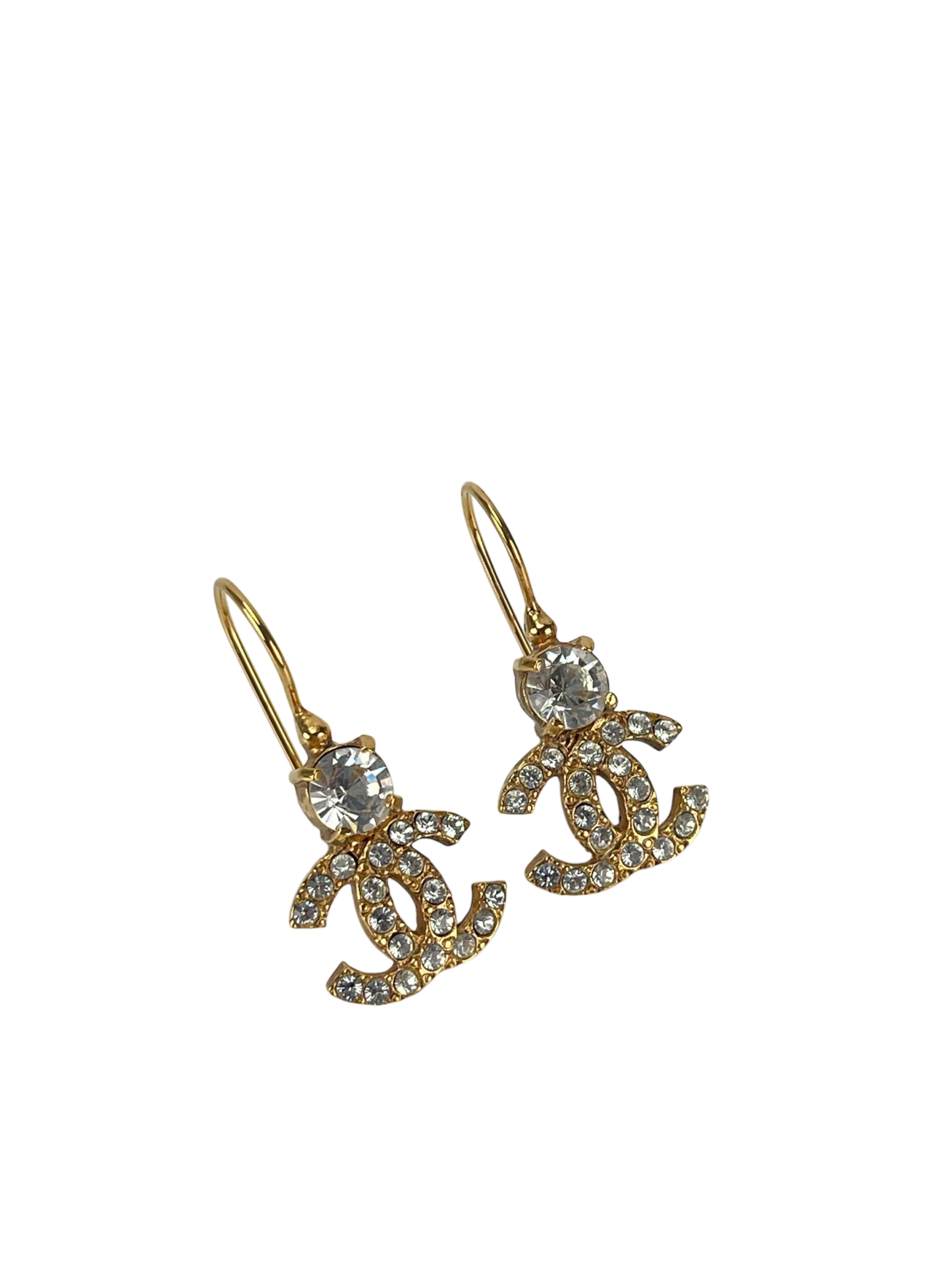 CHANEL - 02A Coco Mark Gold Rhinestone Single Earring 
