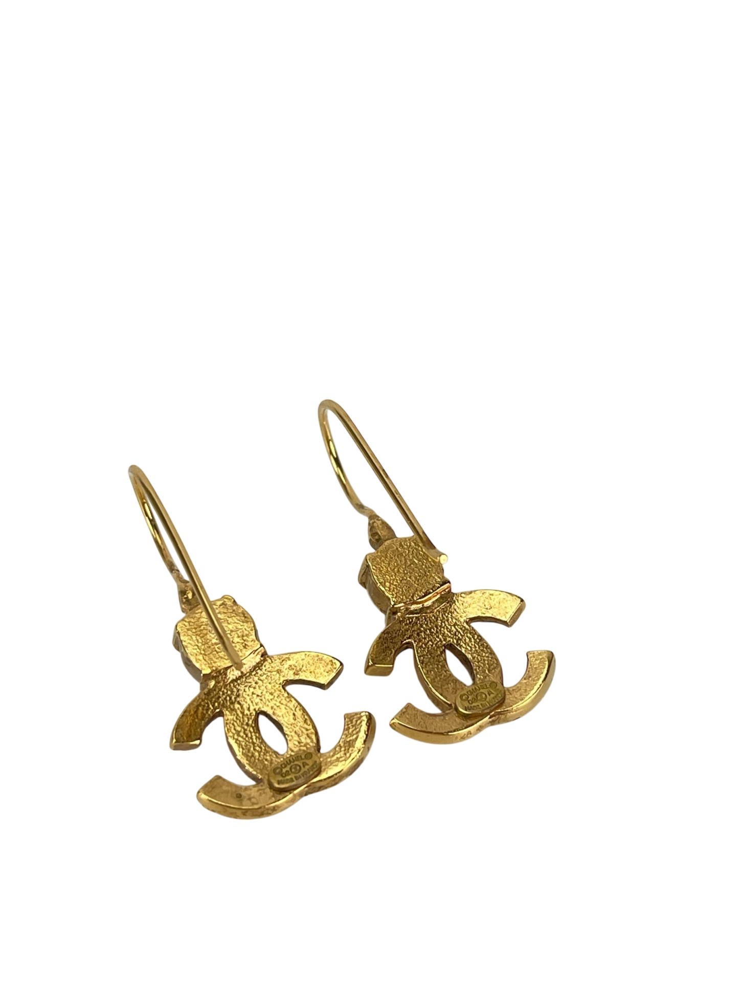CHANEL - 02A Coco Mark Gold Rhinestone Single Earring 