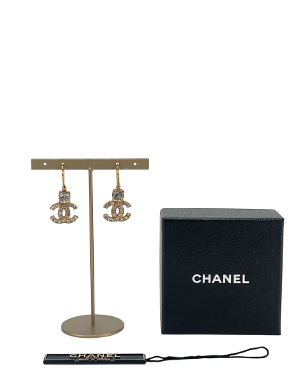 CHANEL - 02A Coco Mark Gold Rhinestone Single Earring 