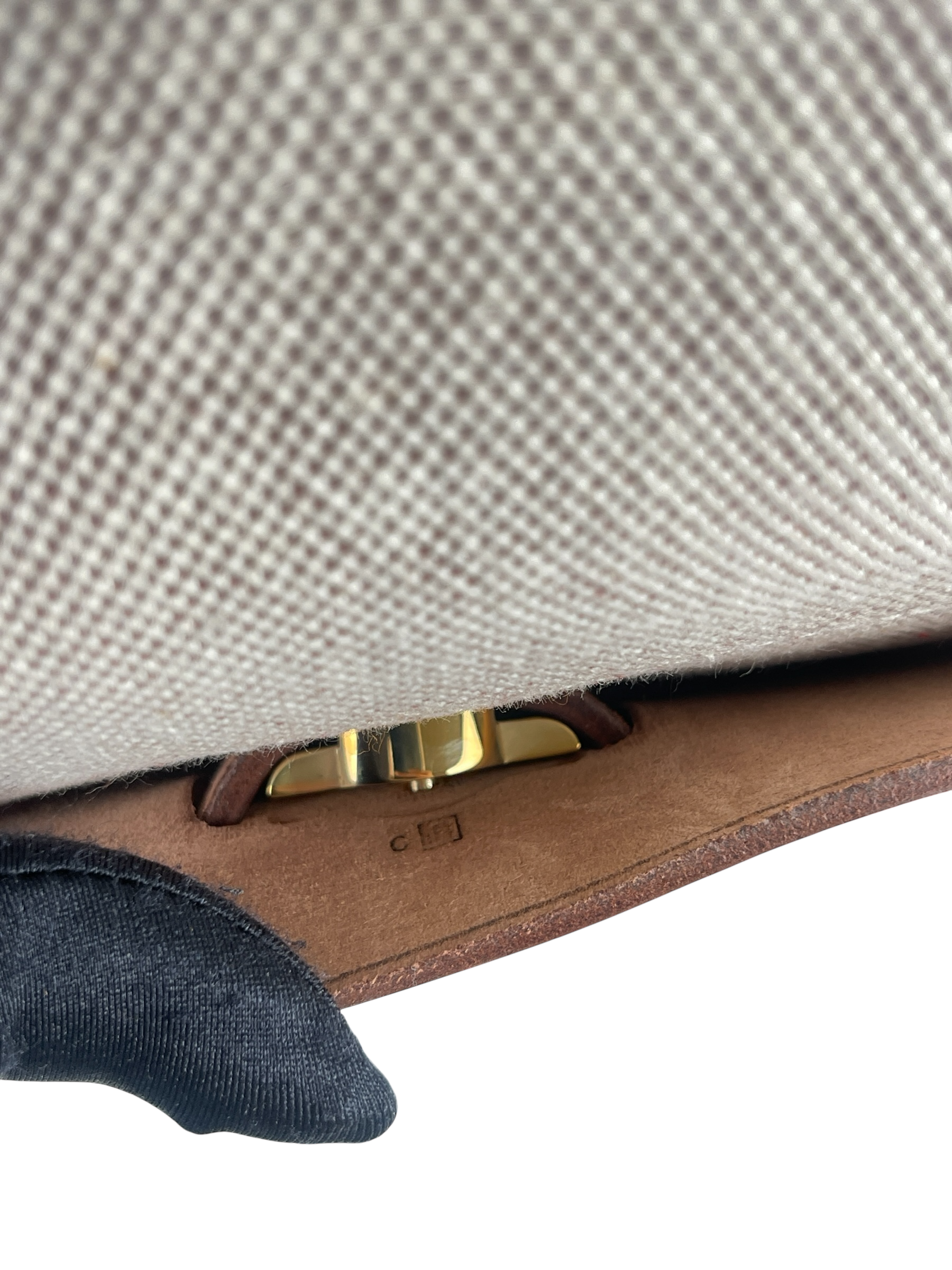HERMES - Herbag Zip 31 (PM) Brown Beige Toile Palladium Hardware