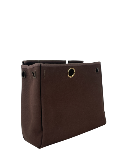 HERMES - Herbag Zip 31 (PM) Brown Beige Toile Palladium Hardware