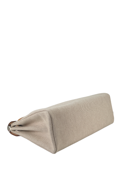 HERMES - Herbag 31 (PM) Black Beige Toile Vache Palladium Hardware