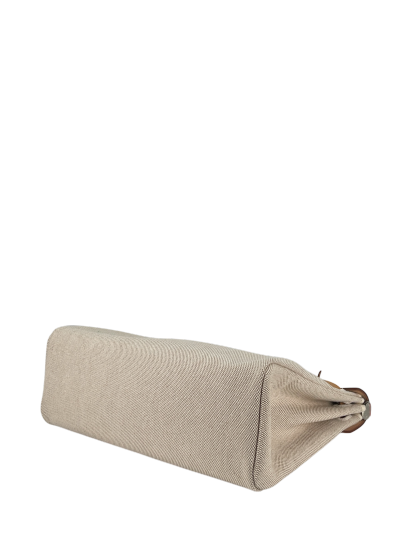 HERMES - Herbag 31 (PM) Black Beige Toile Vache Palladium Hardware