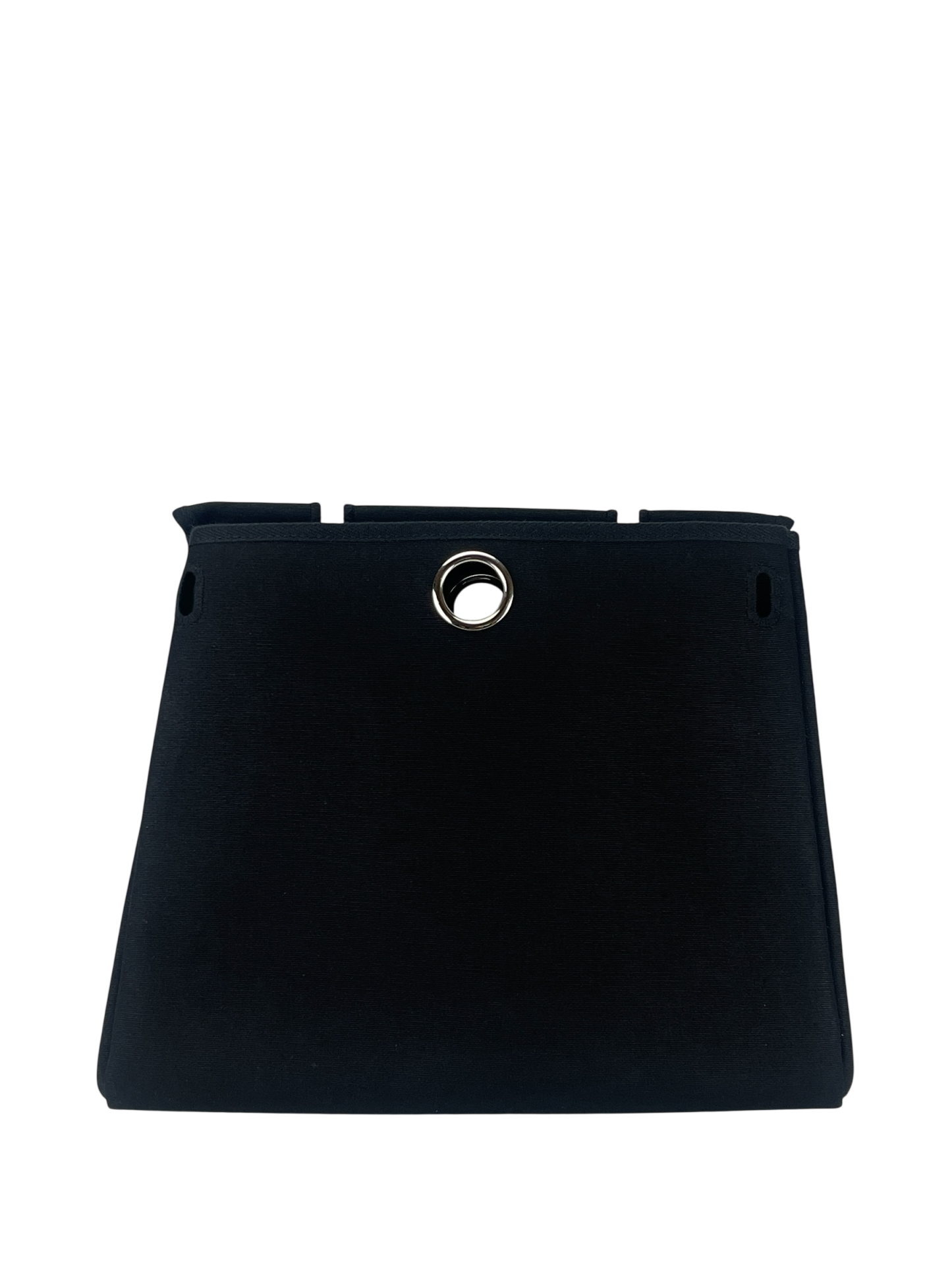 HERMES - Herbag 31 (PM) Black Beige Toile Vache Palladium Hardware