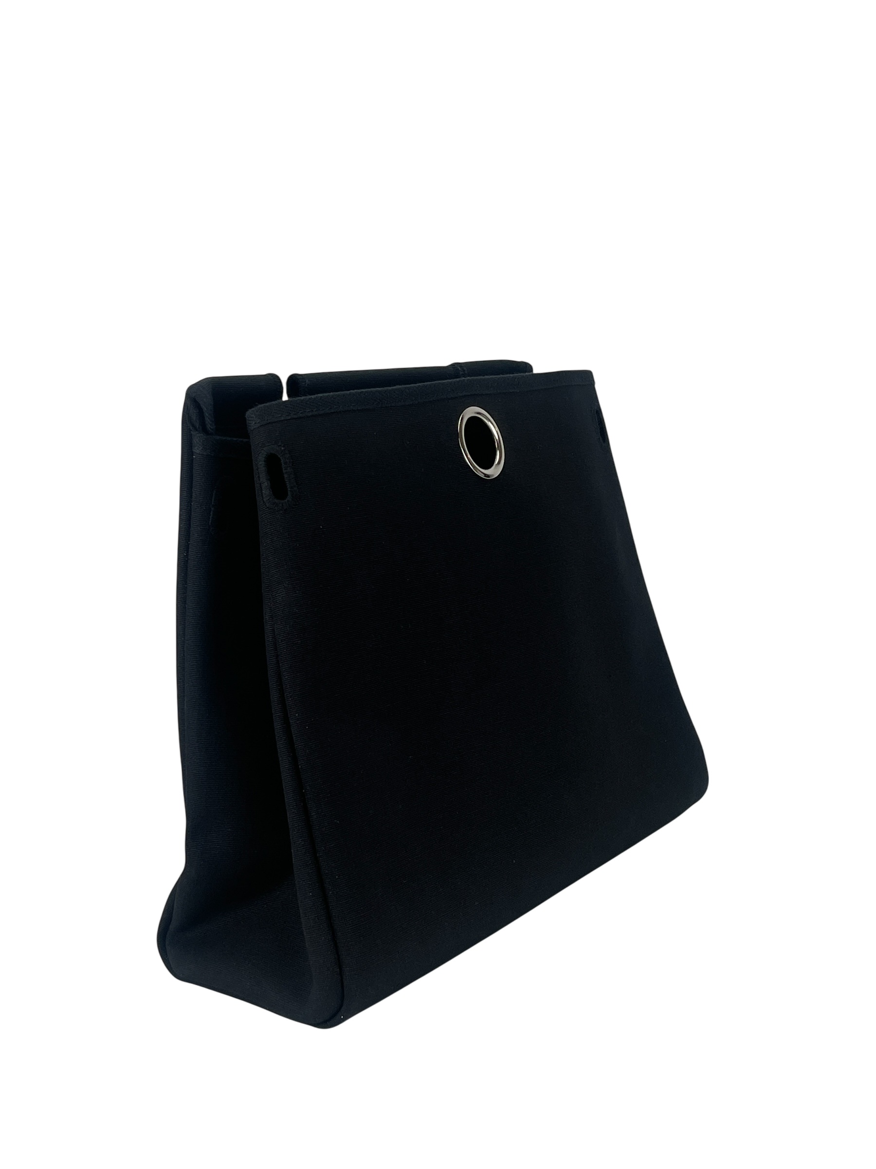HERMES - Herbag 31 (PM) Black Beige Toile Vache Palladium Hardware