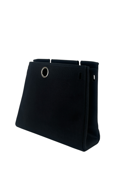 HERMES - Herbag 31 (PM) Black Beige Toile Vache Palladium Hardware